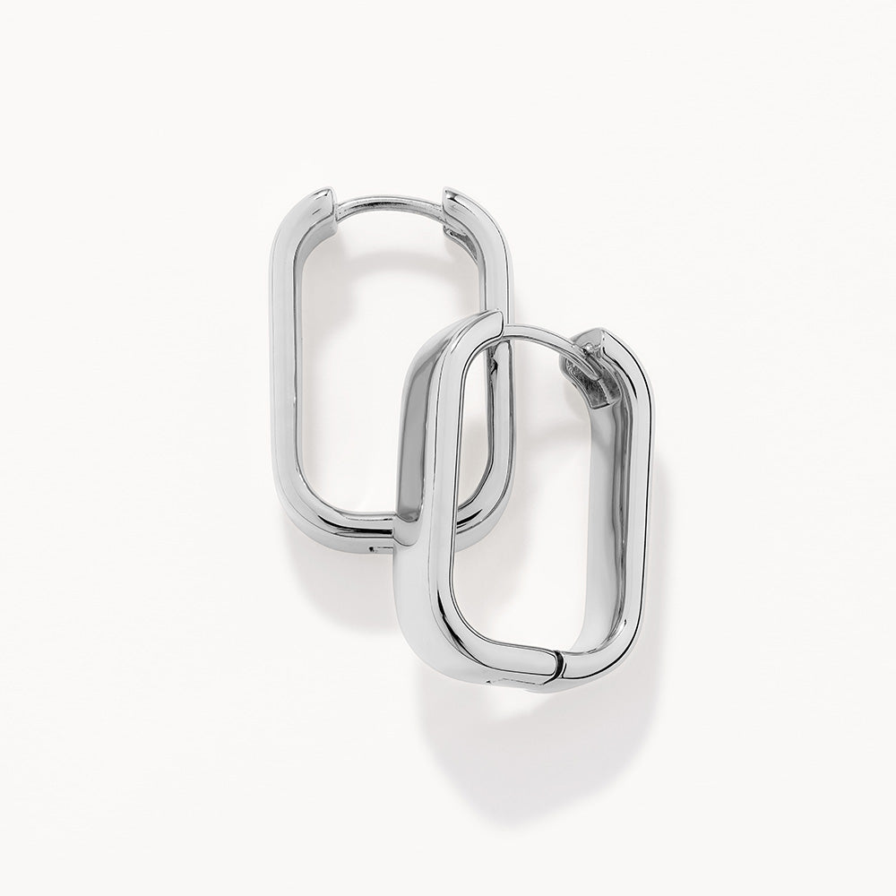 Chunky Silver Paperclip Earrings for Women - Trendy Midi Hoop Earrings for Everyday Wear & Gift Giving