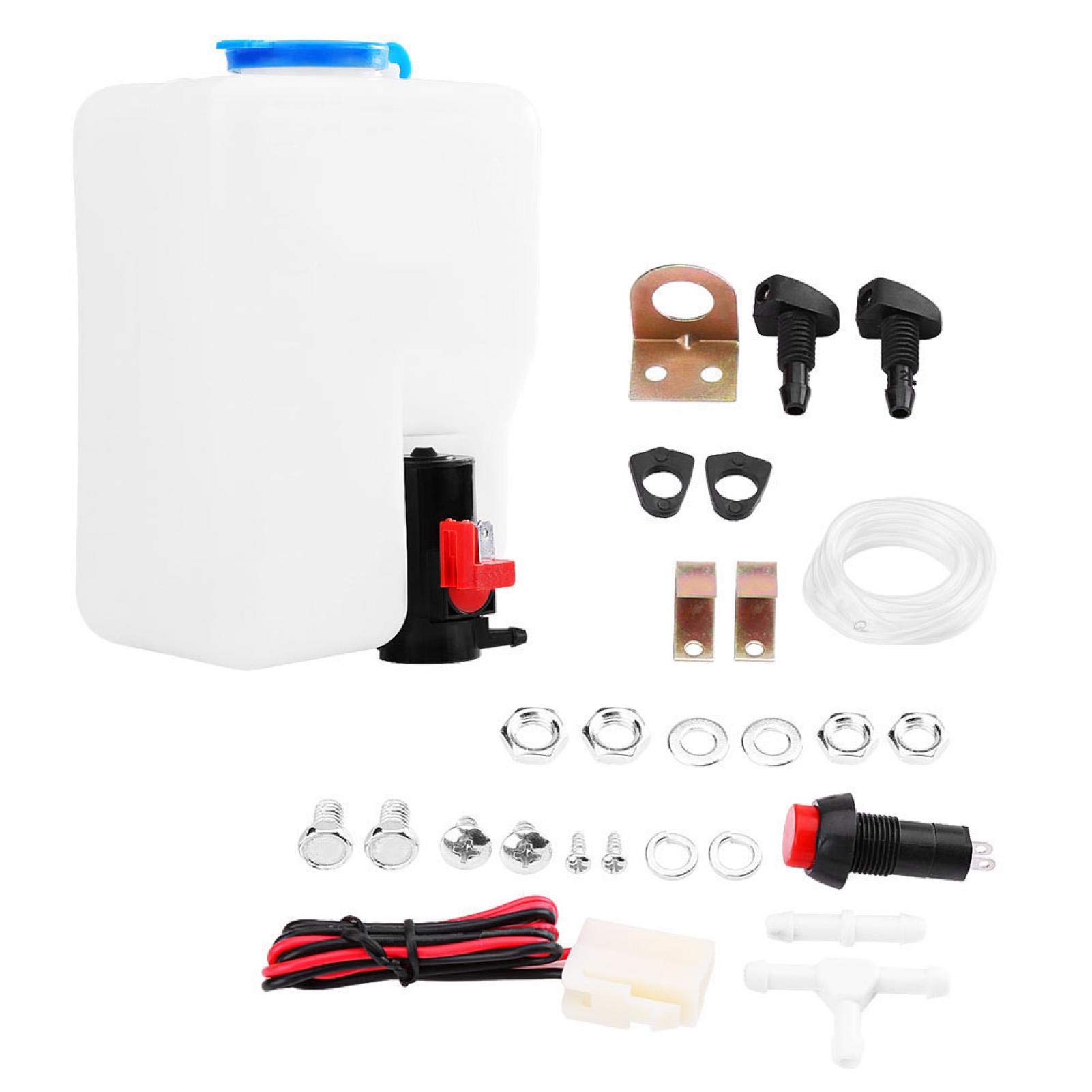 Universal 12V Windshield Washer Bottle & Pump Kit - Replacement Washer Tank for Classic Cars - Perfect for Car Cleaning & Maintenance