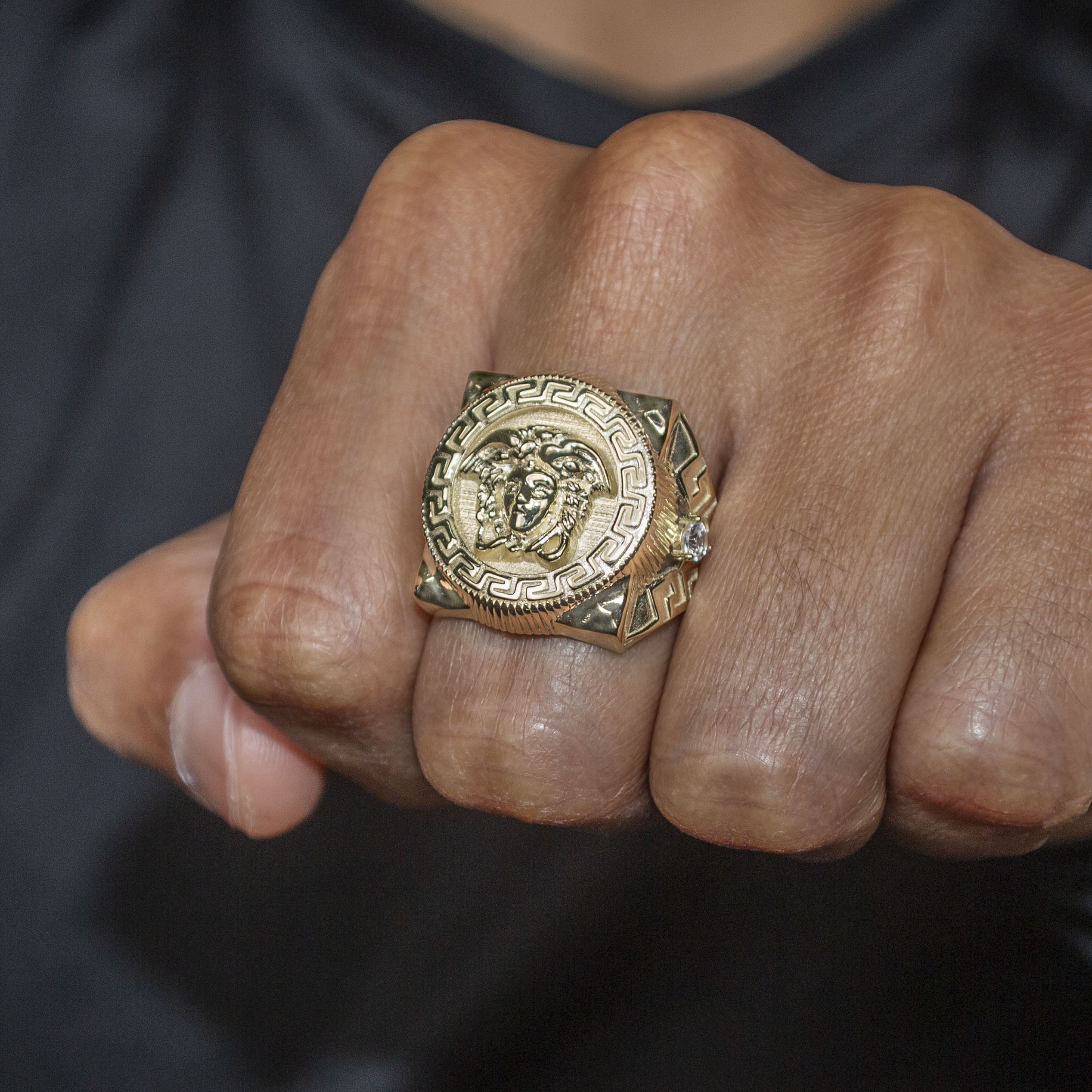 10K Gold Medusa Pinky Ring for Men - 10 Grams Solid Gold Statement Ring | Perfect for Gifts, Parties, and Fashion Accessories