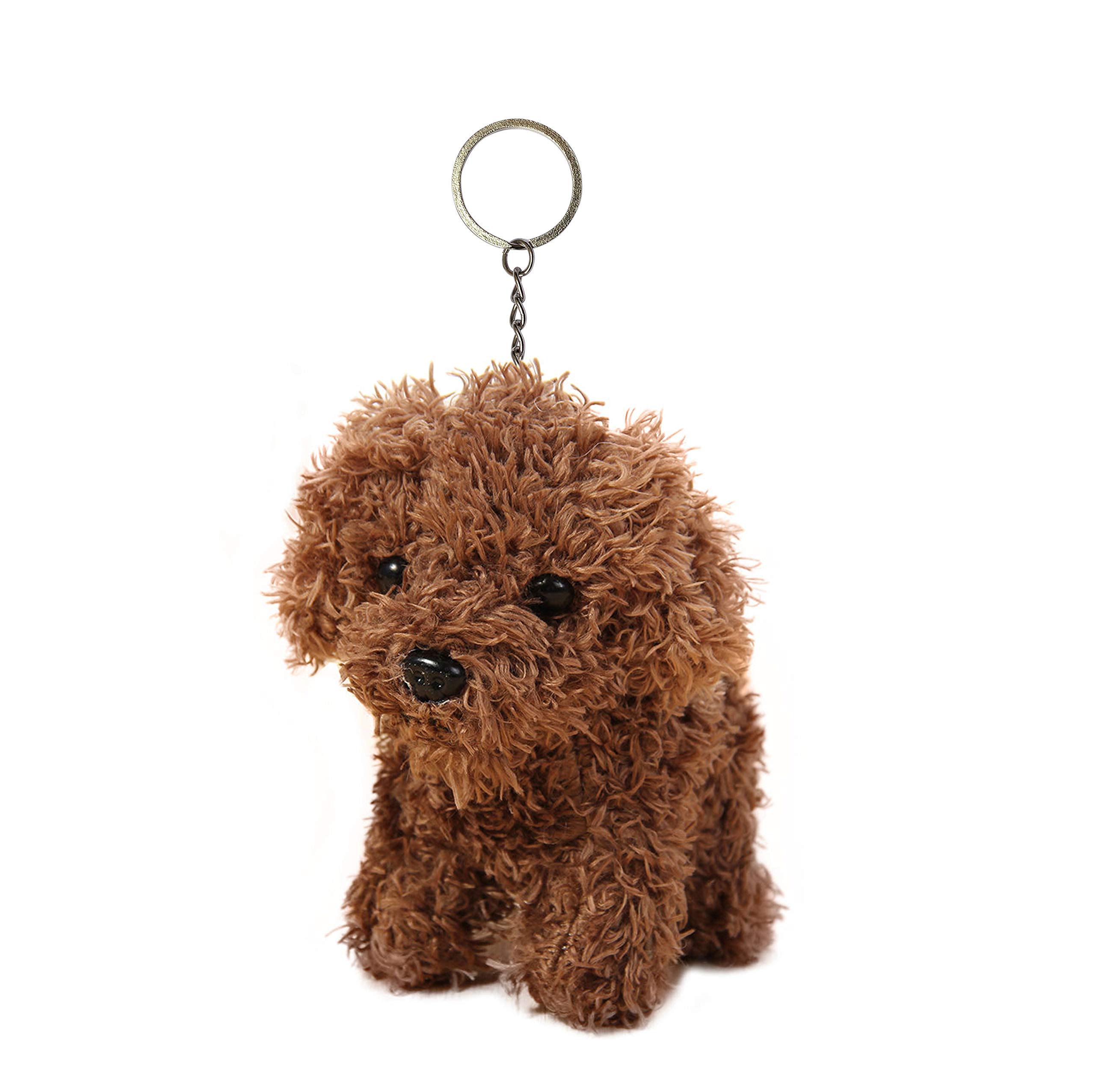 Adorable Anime Dog Plush Keychain - 5 Inch Brown Stuffed Animal Toy, Fashion Backpack Clip & Handbag Pendant - Perfect for Kids Gifts, School Accessories & Kawaii Decor