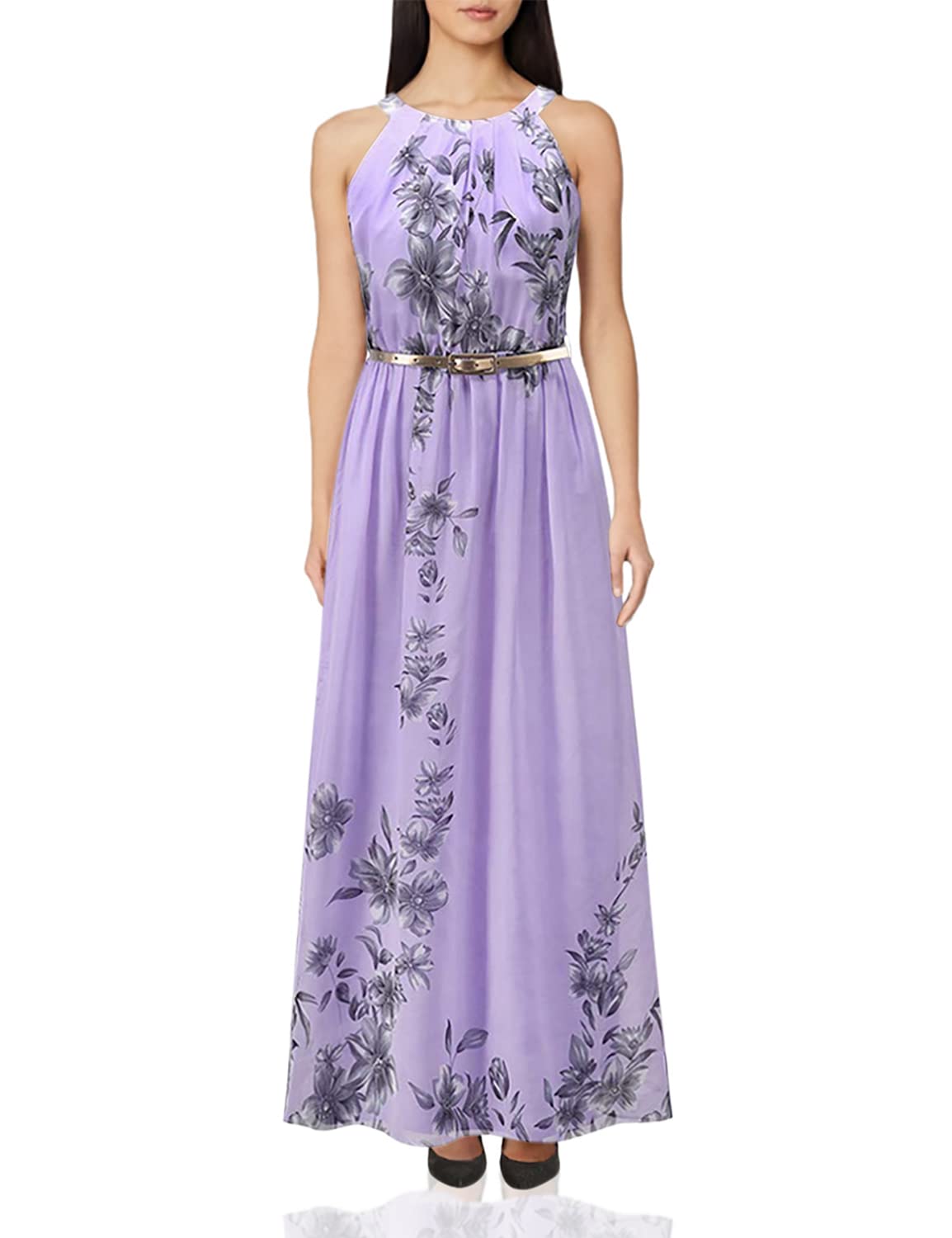 VIVIYY Women's Sweet Square Collar Floral Print Sleeveless Bandage Midi Dress - Perfect for Summer Outfits, Beach Vacations & Casual Date Nights