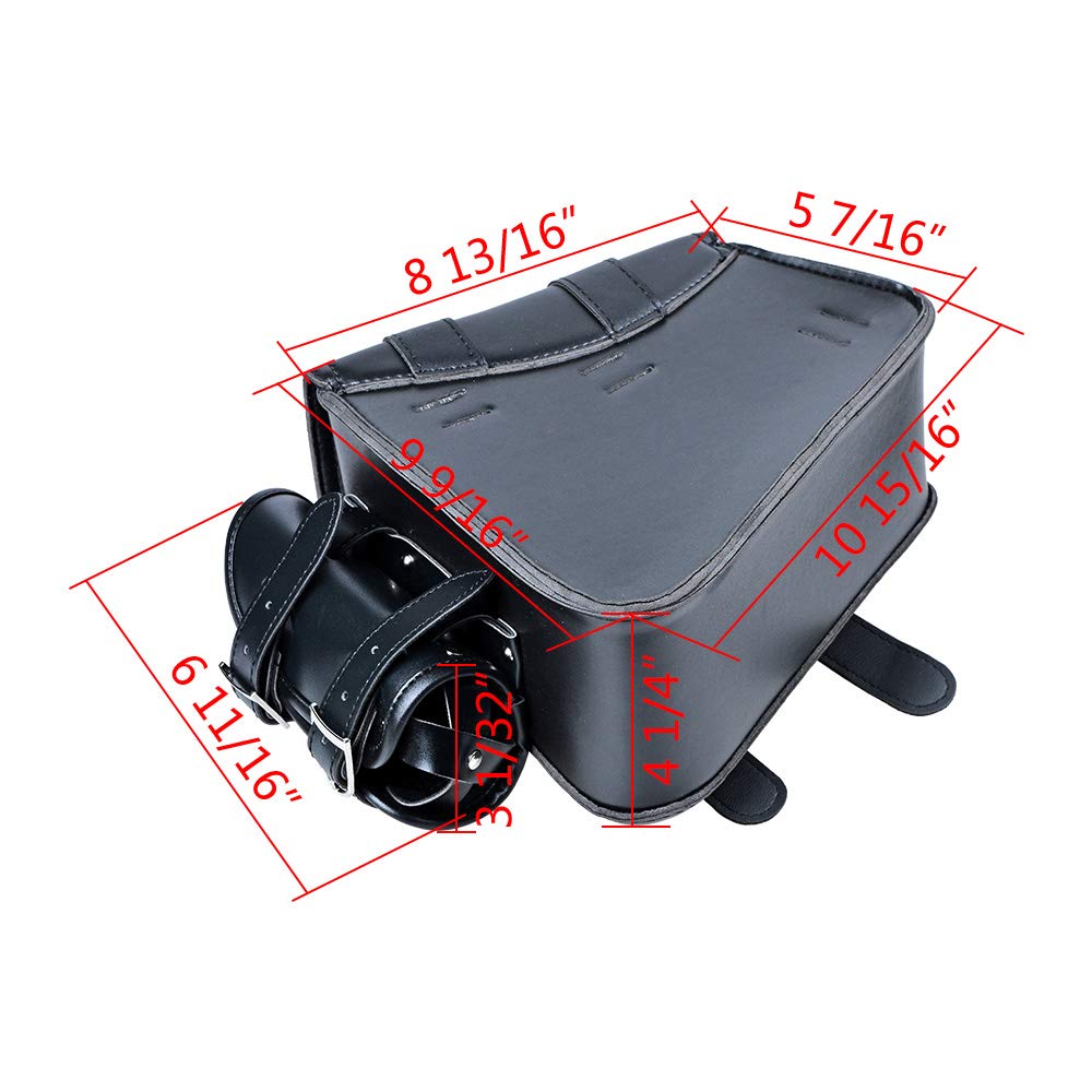 Amopacorp Motorcycle Black Left Side Solo Swing Arm Saddlebag - Compatible with Harley Sportster XL 883, 1200, 48 & 72 Models | Durable Storage Bag for Cruiser Bikes | Perfect for Road Trips & Daily Commuting