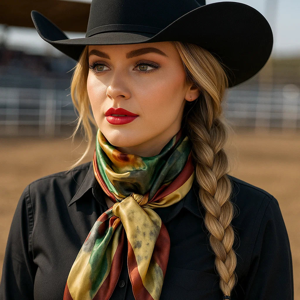 35X35 Painted Sunflower Wild Rag Scarf WR210 - Stylish Floral Bandana for Women, Cowgirl Fashion Accessory, Perfect for Western Rodeo, Music Festivals & Outdoor Adventures