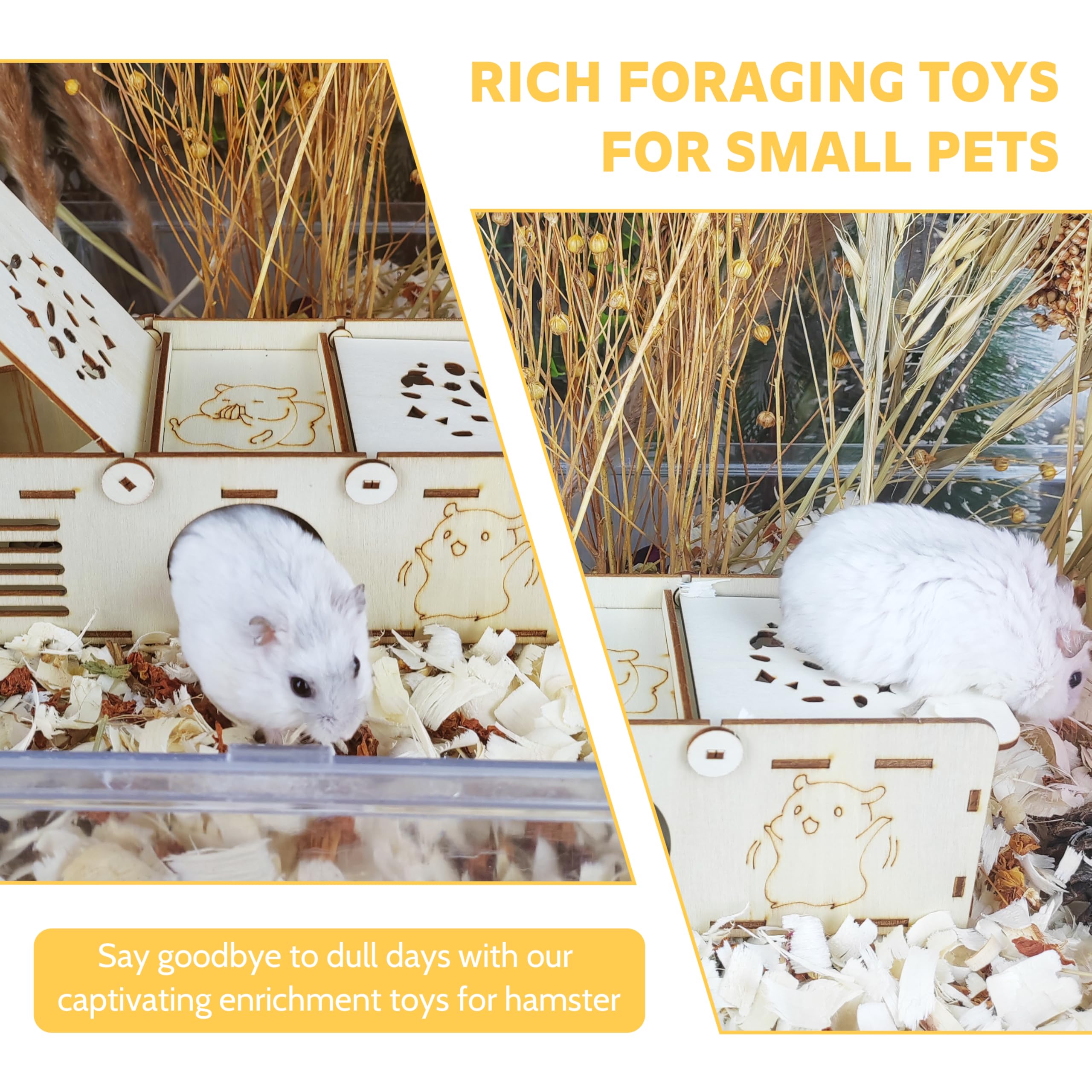 Guinea Pig Foraging Toys - Small Animal Hide Treat Puzzle Games for Rabbits, Hamsters, Chinchillas & Gerbils | Interactive Wooden Enrichment Activity for Mental Stimulation & Fun Playtime at Home