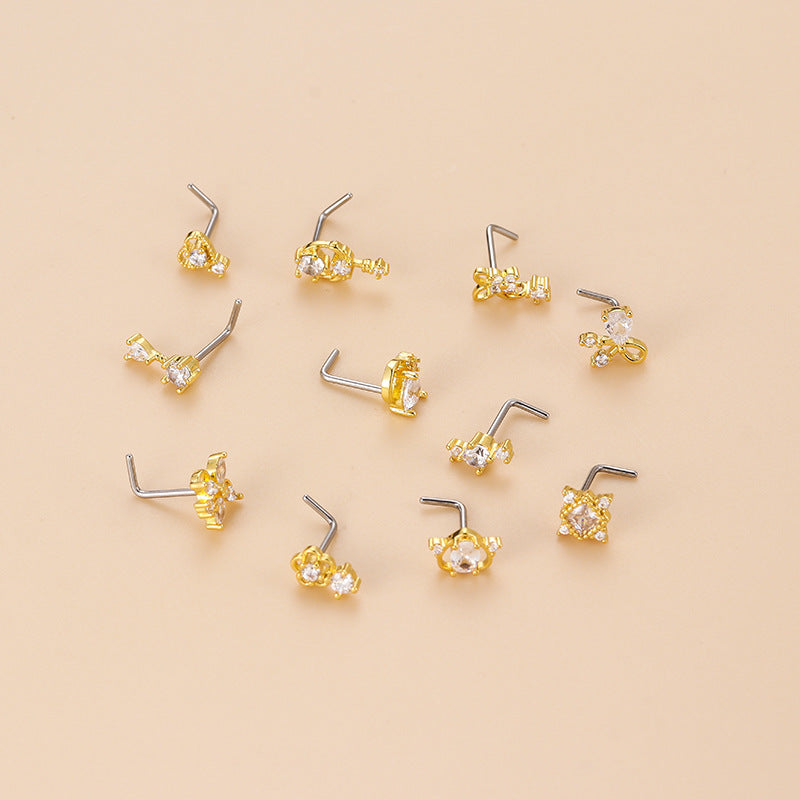 20G Small Dangle Nose Ring Silver Dainty Nose Stud - Elegant Silver Nose Hoop for Women | Perfect for Everyday Wear, Parties & Special Occasions | HSPJ828