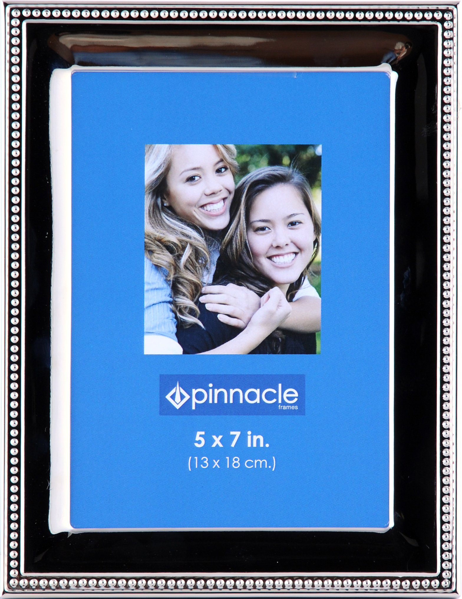 Pinnacle Frames Silver Beaded 5x7 Photo Frame - Elegant Desk Display for Family Pictures, Wedding Photos & Office Decor