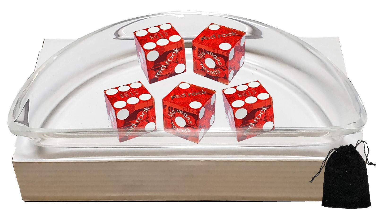 Authentic Las Vegas Craps Dice Set - 5pcs 19mm Casino Dice with Boat & Pouch for Gaming & Collecting