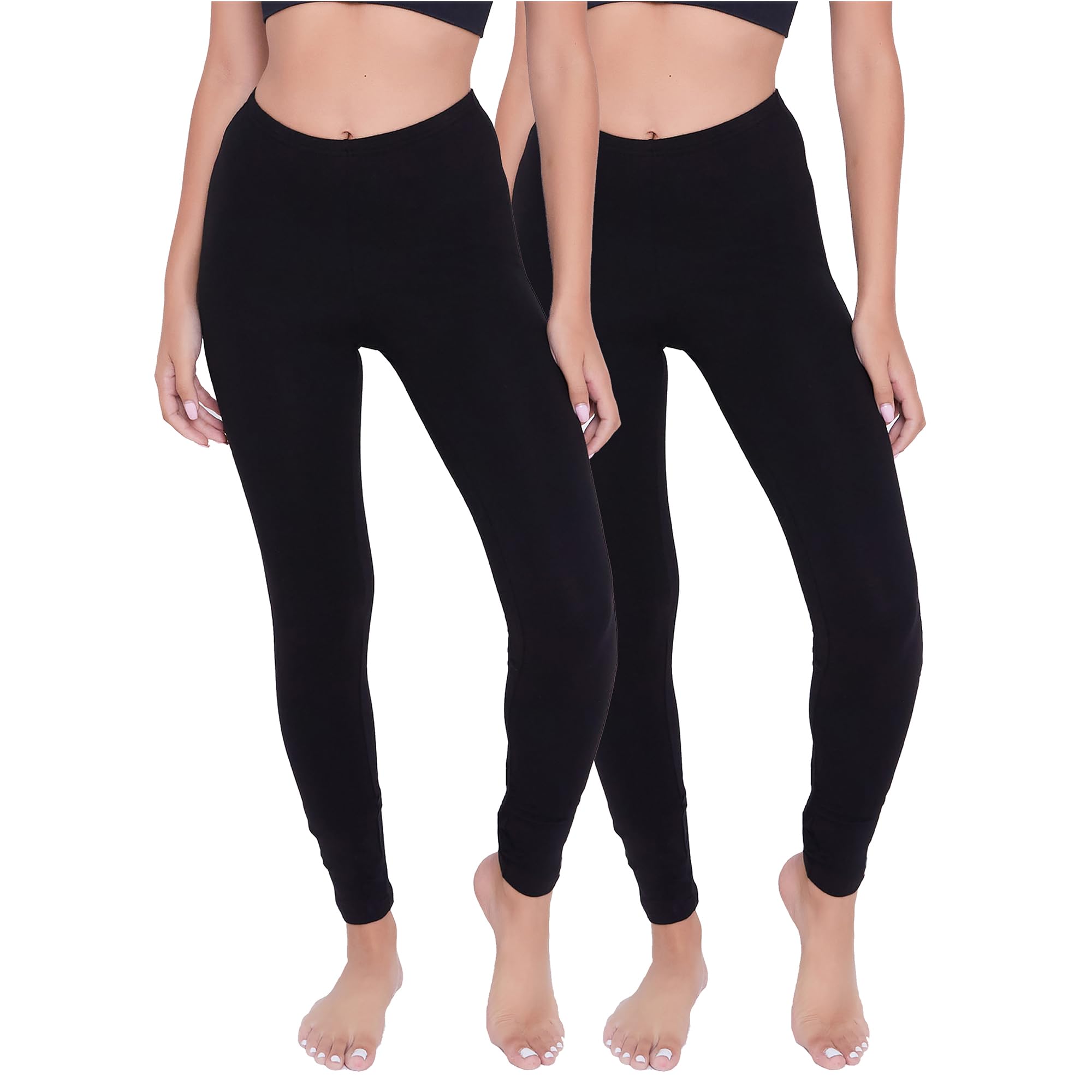 Women's Thermal Footless Tights 2-Pack - Soft, Stretchy & Warm for Yoga, Lounge & Winter