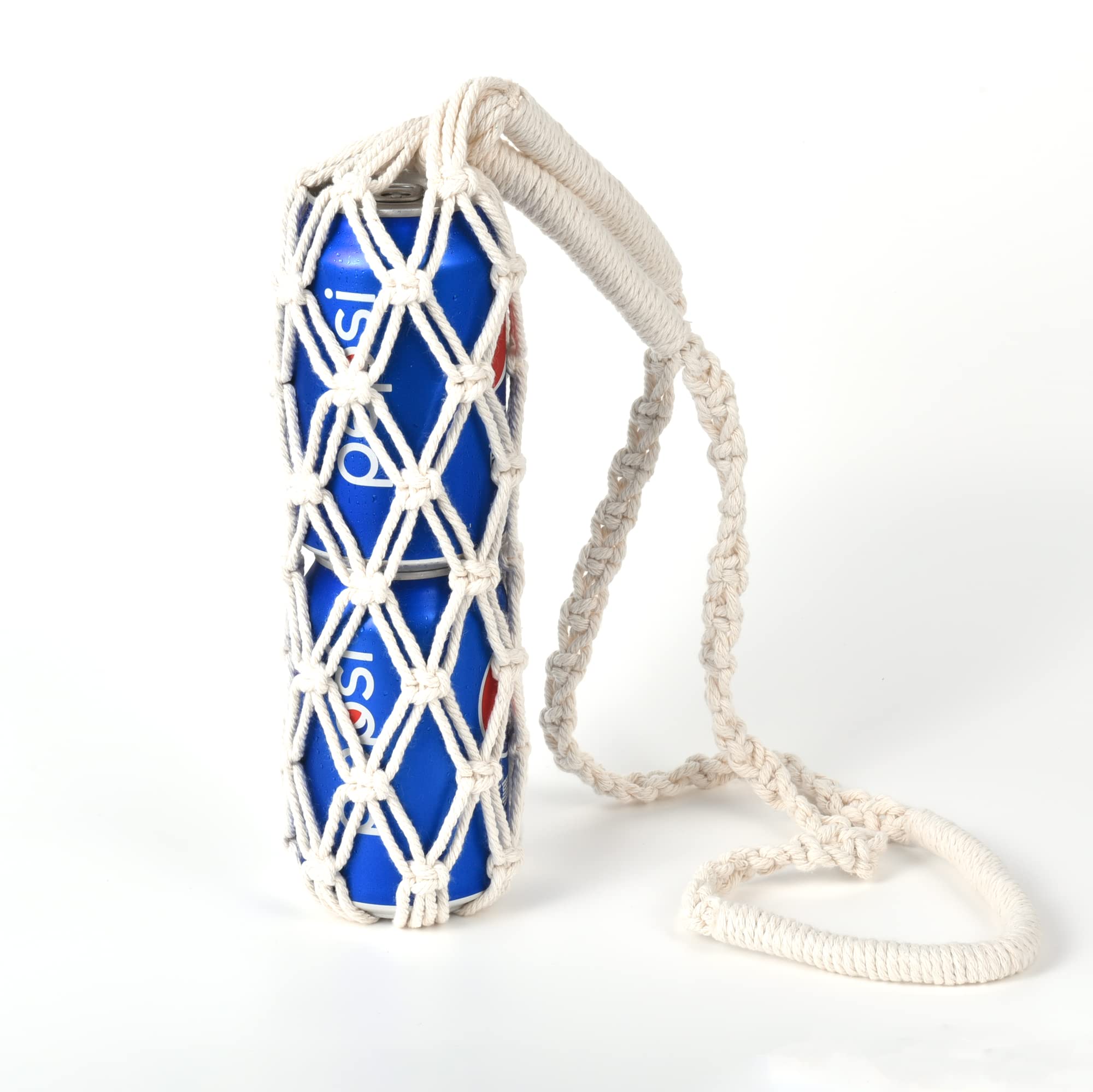 Handmade Crochet Water Bottle Carrier Strap - Cotton Sling Bag for Hiking, Cycling & Fitness - Boho Style Wine Bottle Holder (33 Inch) - Perfect for Outdoor Adventures, Gym Workouts & Picnics
