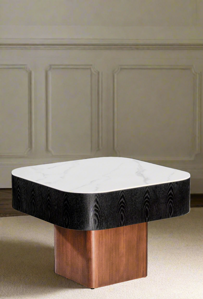 Modern Ceramic End Table with Storage Shelf - Stylish Living Room Accent Table for Small Spaces, Sofa Side Table with Hidden Storage Compartment - Perfect for Home Decor, Bedroom, or Office Use