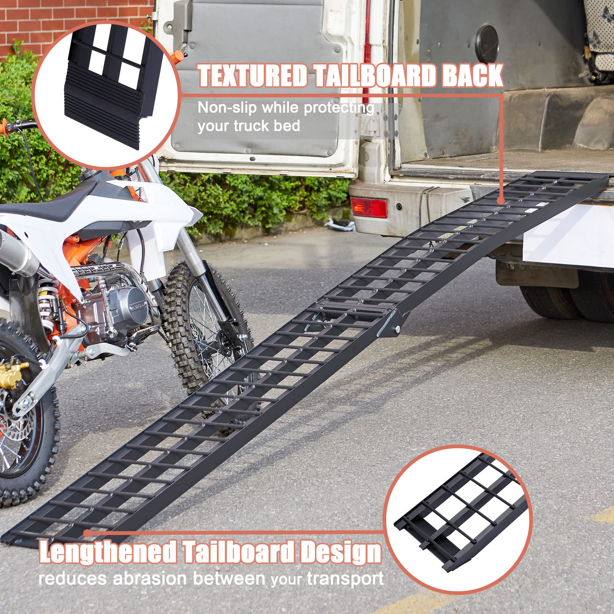 LEMNISCATE 10FT Aluminum Folding Motorcycle Ramps for Pickup Trucks - Heavy Duty 600 lbs Capacity Dirt Bike Ramp for ATV, Lawn Mower, Golf Cart Loading (120