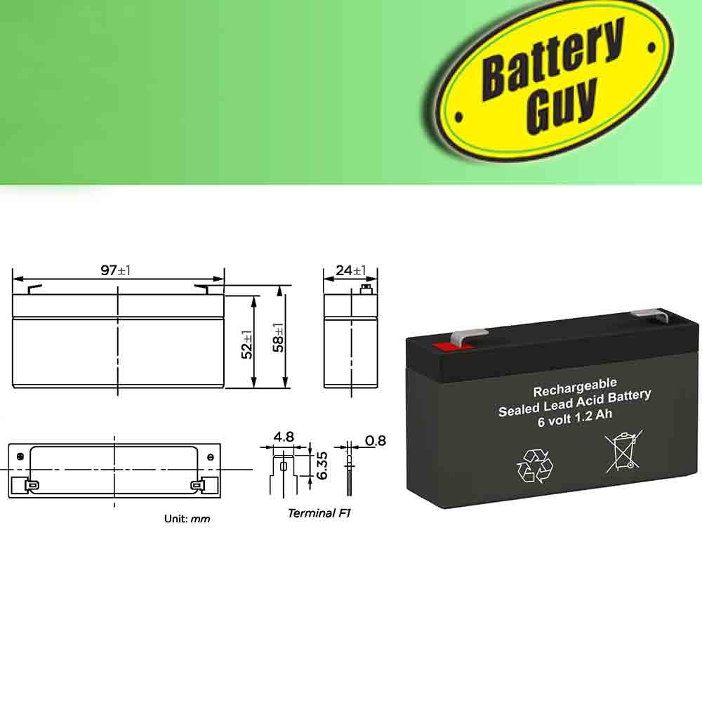GP612 Replacement 6V 1.2Ah SLA Rechargeable Batteries (4-Pack) - Compatible with BatteryGuy Brand - Perfect for Emergency Lights, Security Systems & Medical Devices