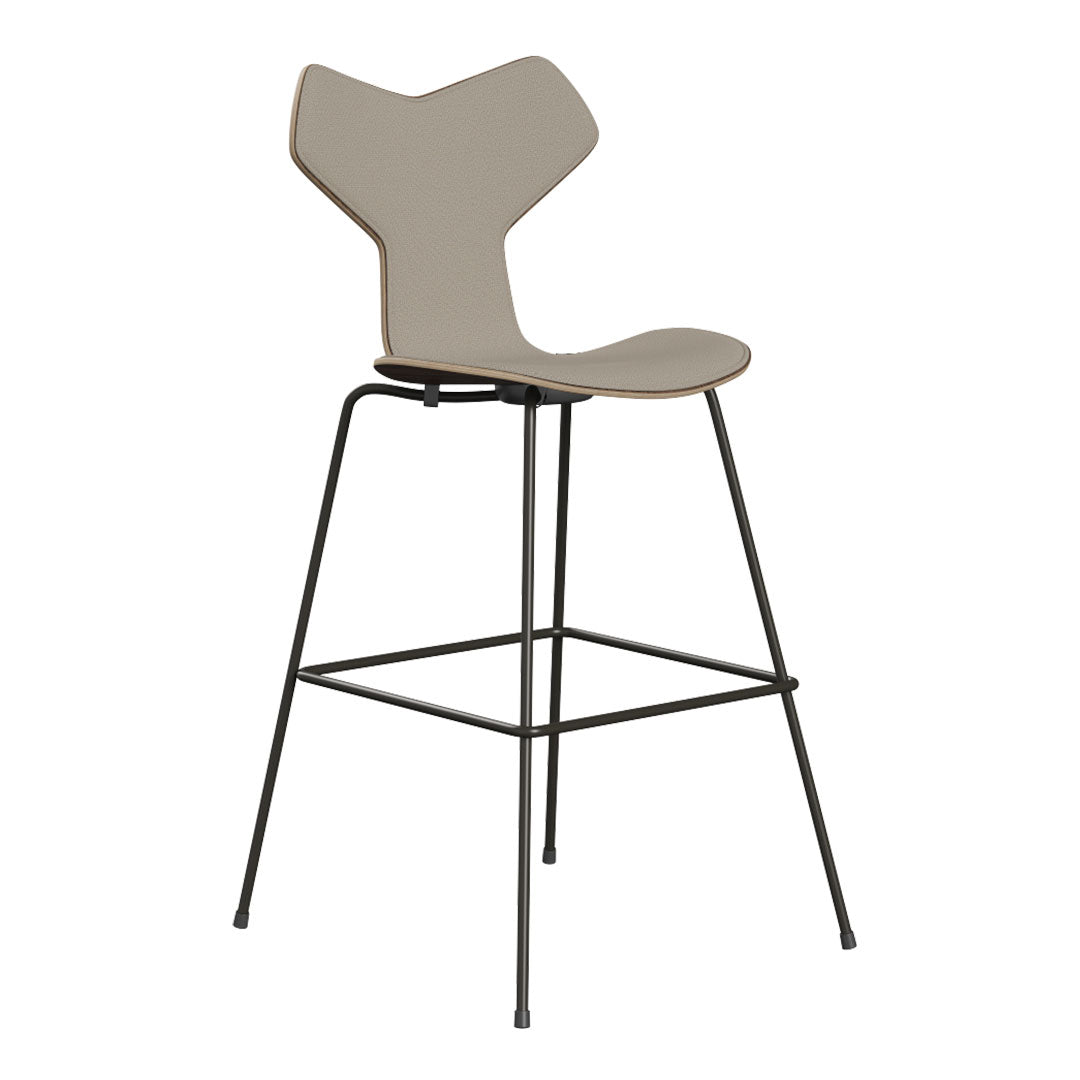 Grand Prix Bar Chair 3139 - Clear Lacquered Finish with Front Upholstery - Perfect for Home Bars, Kitchen Islands & Modern Dining Areas