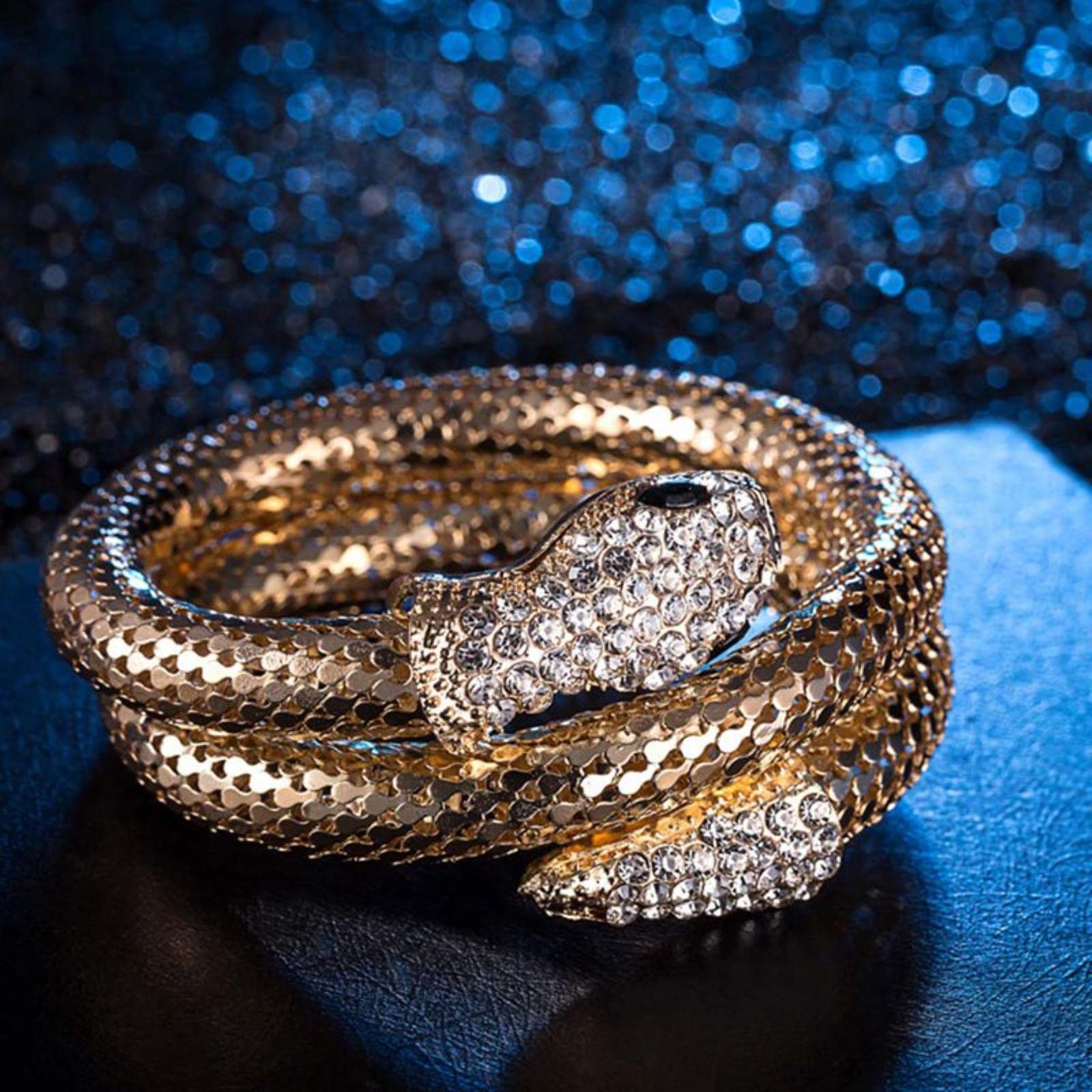 Vintage Gold Snake Spiral Bracelet - Punk Rock Arm Cuff Bangle for Women & Men | Perfect for Music Festivals, Concerts & Gothic Fashion