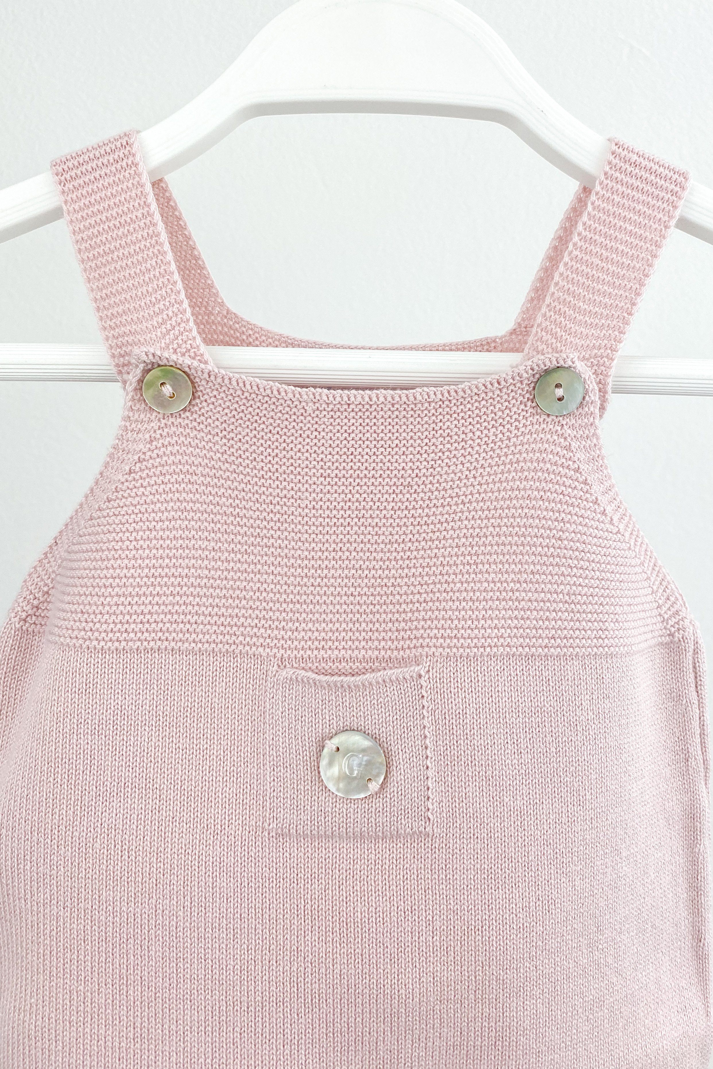 Classic Knitted Dungarees for Women - Soft Pale Rose Overalls, Comfortable Stretch Denim Jumpsuit - Perfect for Casual Wear, Weekend Outings & Boho Fashion