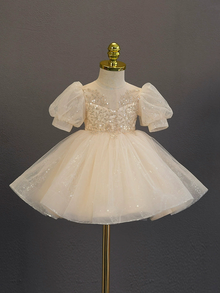 White Princess Sweetheart Tea Length Tulle Flower Girl Dress - Perfect for Weddings, Baptisms & Special Occasions
