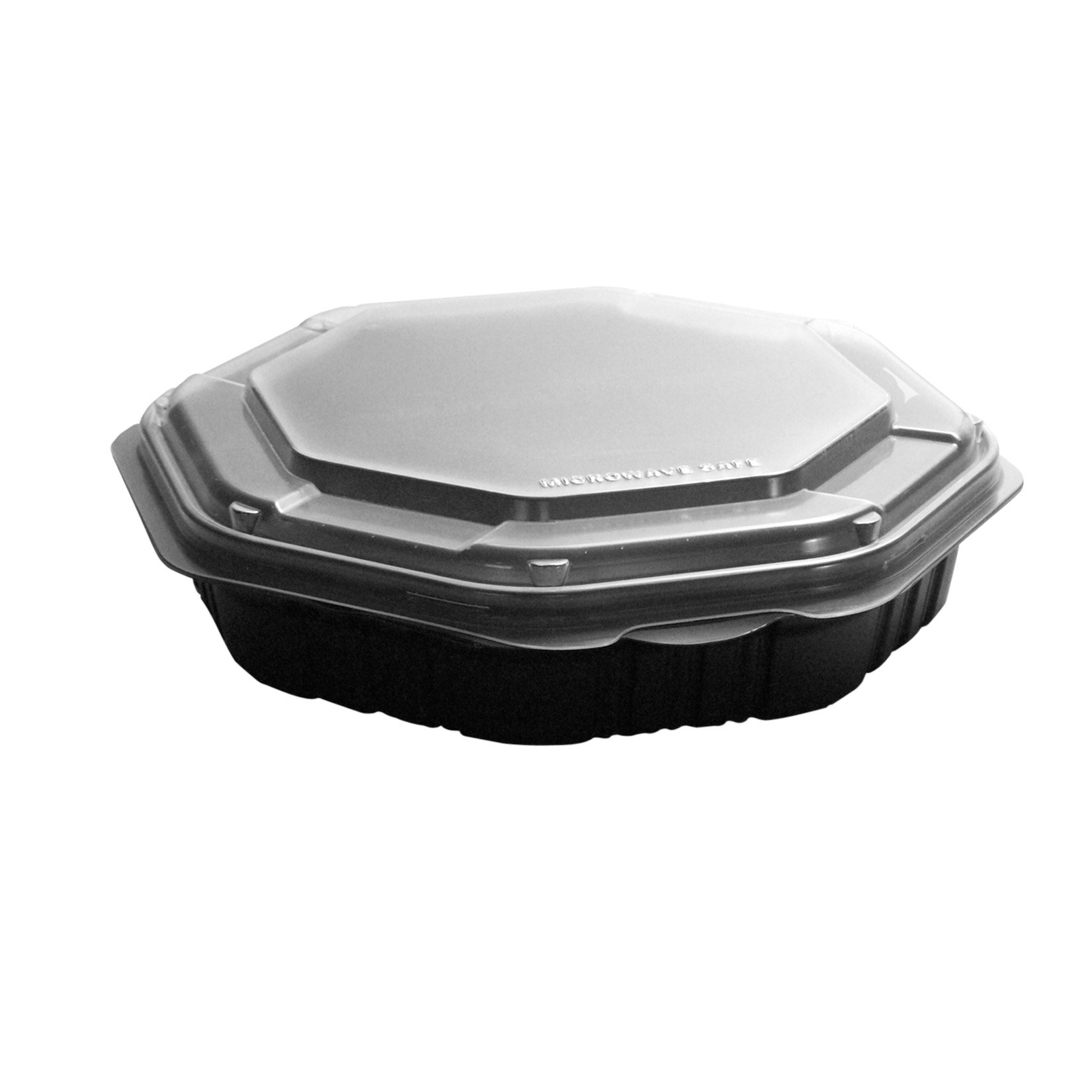 Solo 809013-PP94 9-Inch Black/Clear Microwavable PP Plastic Hinged Food Storage Container, 9.55 x 9.13 Inches (Case of 100) - Perfect for Meal Prep, Leftovers, and Restaurant Takeout