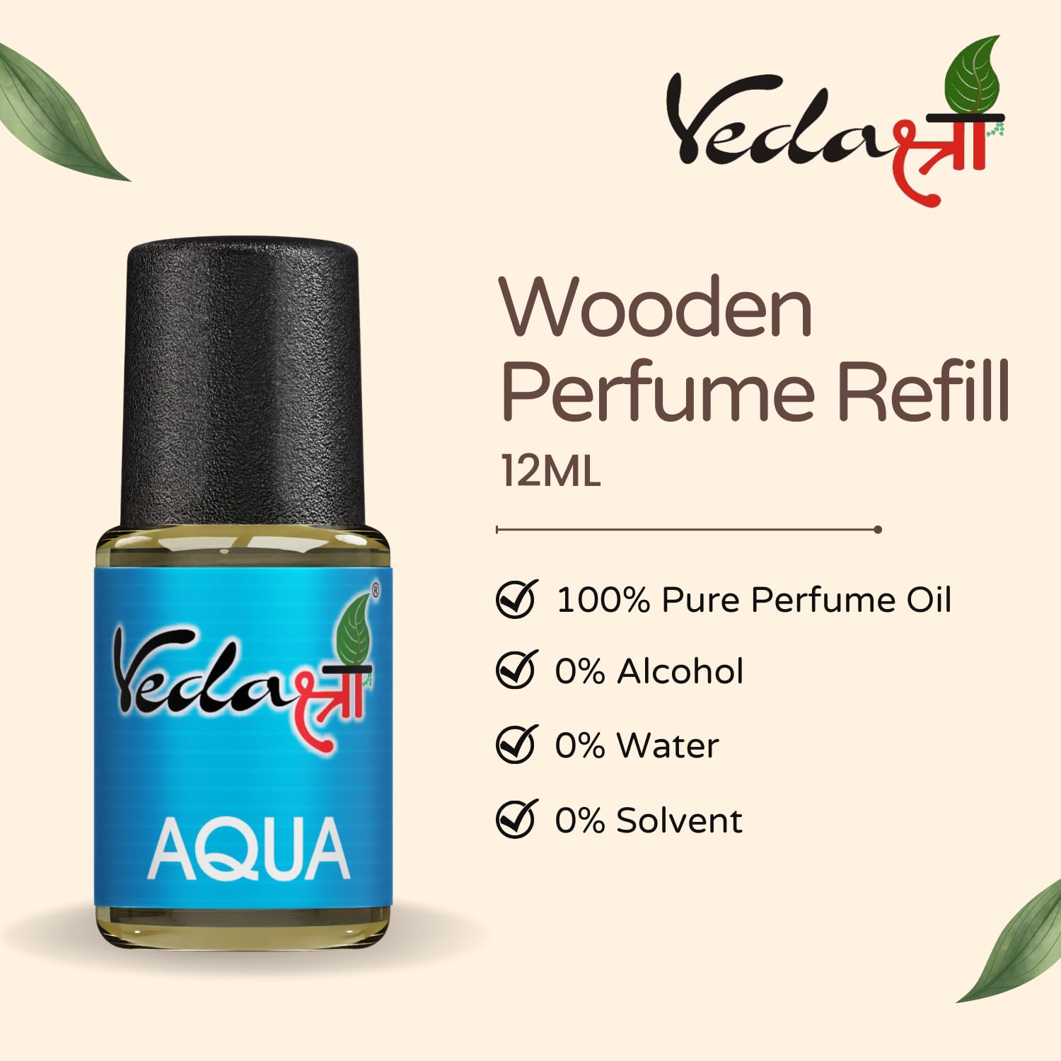 VEDASHREE Premium Wooden Dashboard Car Perfume Refill - Long-Lasting Luxury Aqua Fragrance Air Freshener Oil (12ml) - Perfect for Cars, Offices & Home Décor