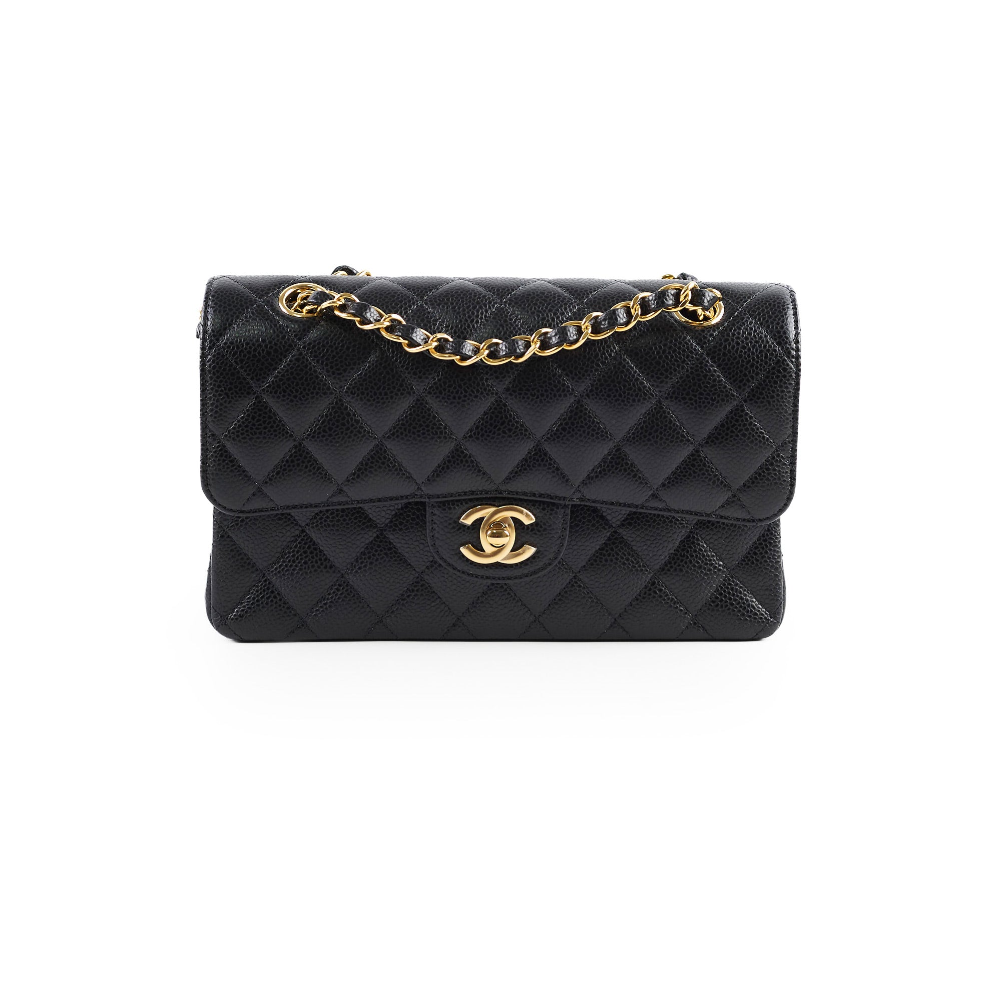 Chanel Small Caviar Leather Double Classic Flap Bag Black with Microchip - Luxury Designer Handbag for Women, Perfect for Evening Parties & Special Occasions