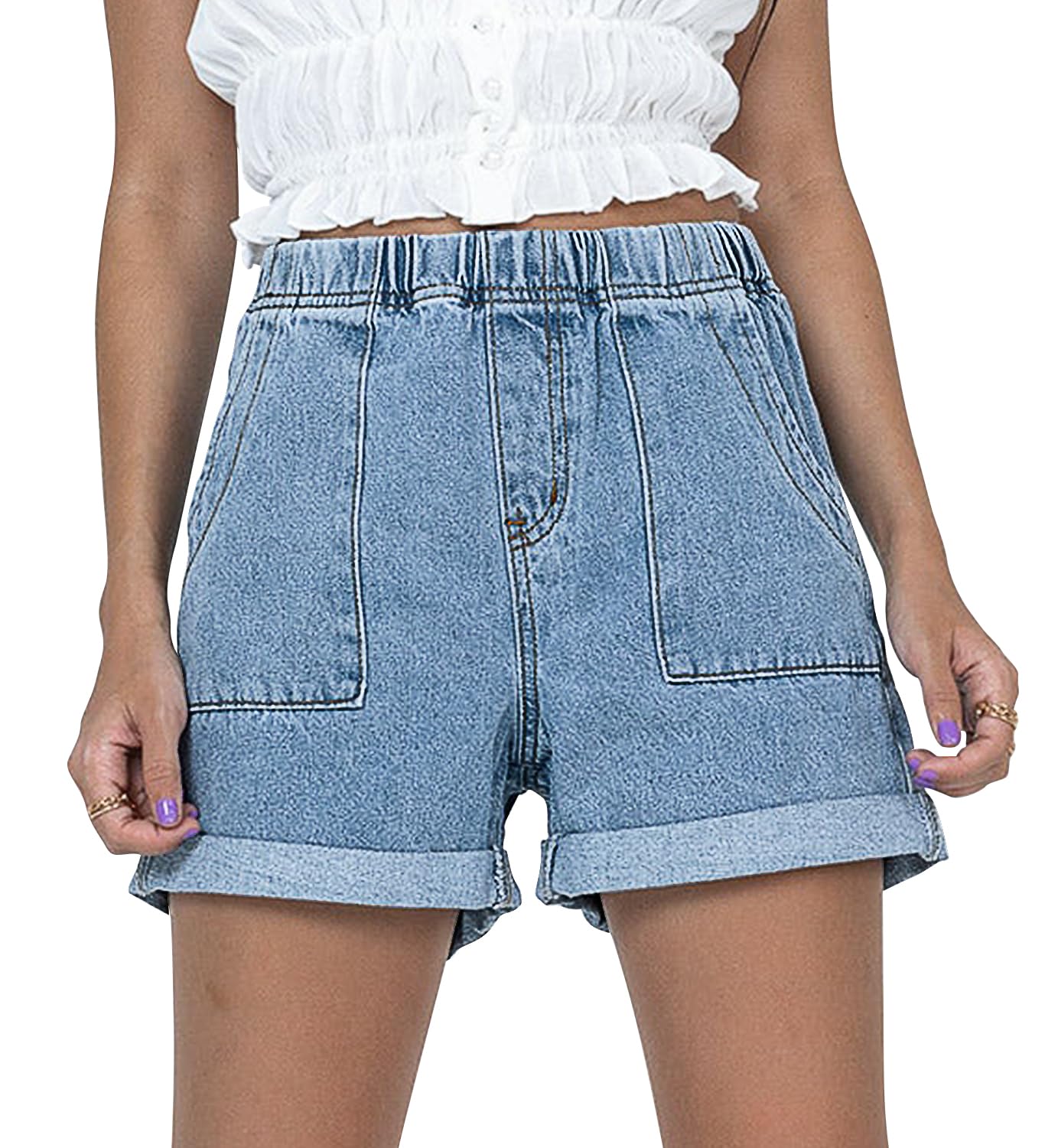 2025 Women's Stretchy Denim Jean Shorts - High Waisted Casual Summer Shorts for Beach, Travel & Everyday Wear
