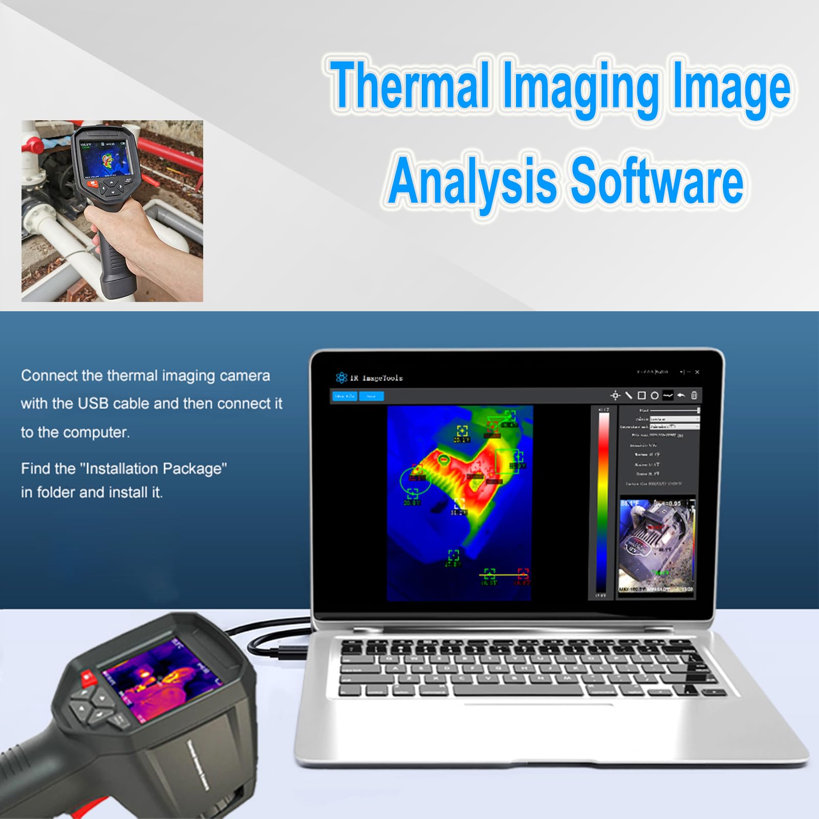 High Resolution 256x192 Thermal Imaging Camera with WiFi & 3.5