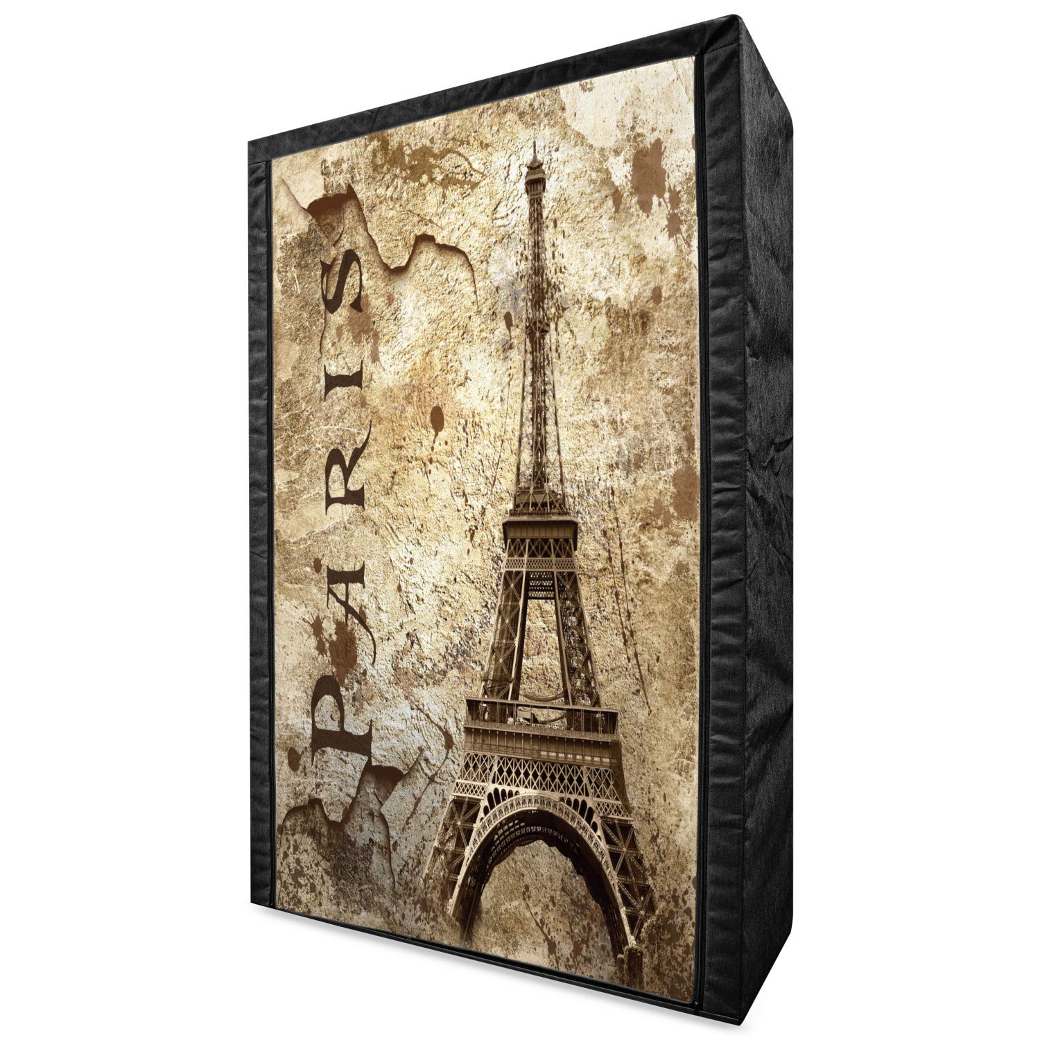 Ambesonne Eiffel Tower Fabric Wardrobe - Vintage Parisian Style Clothing Organizer with Shelves, 42.5