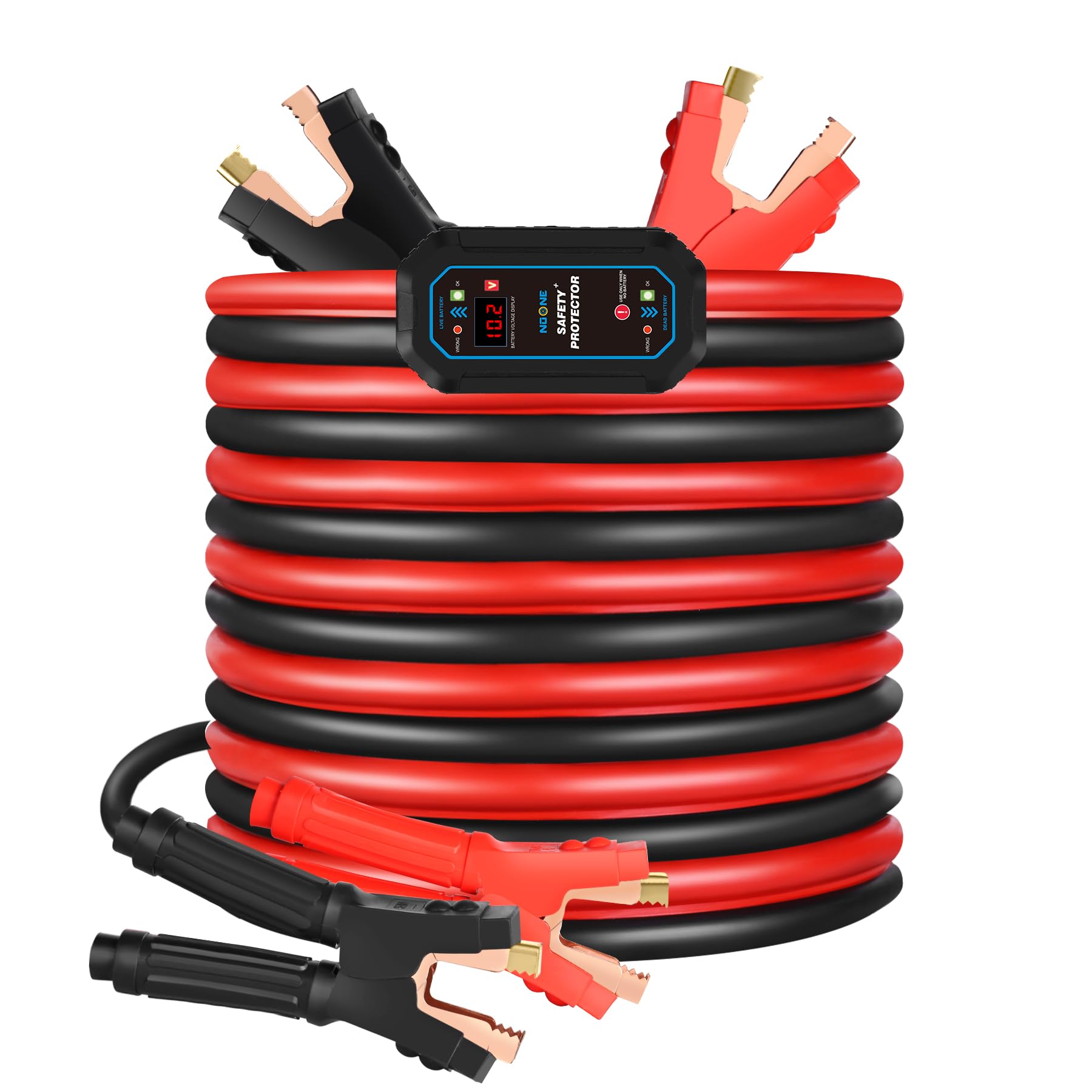 NOONE Heavy Duty Jumper Cables 0 Gauge 20FT 1000A with Smart-8 Protector - Booster Cables for 12V Cars, SUVs, Trucks - Includes Storage Bag, Safety Goggles, Gloves & Cleaning Brushes - Perfect for Emergency Roadside Assistance & Winter Car Maintenance