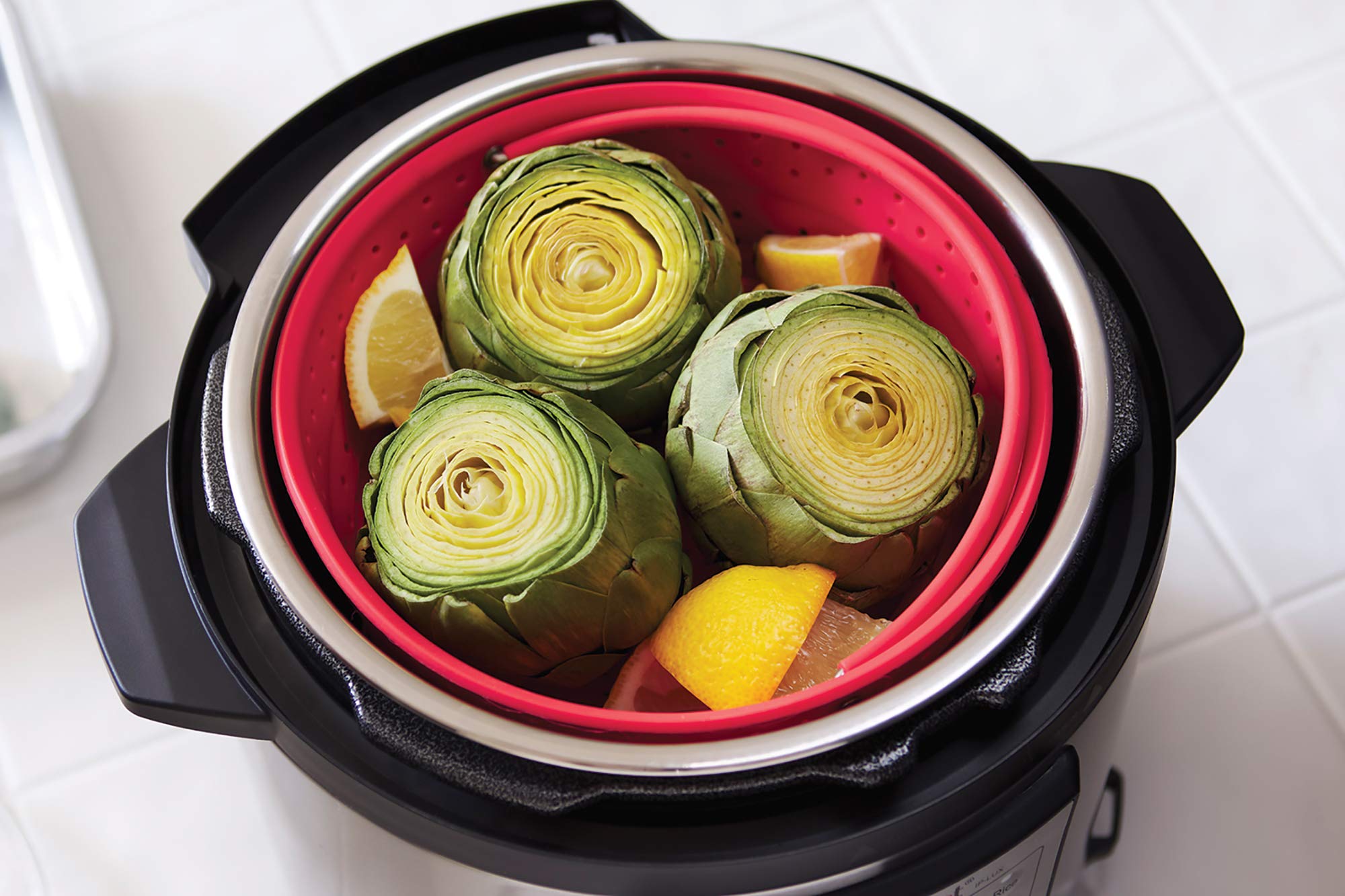 Fox Run Collapsible Silicone Steamer Basket for Instant Pot - 6 Quart, Red - Perfect for Vegetables, Dumplings & Seafood - Fits 6 Qt Pressure Cookers & Multi-Cookers