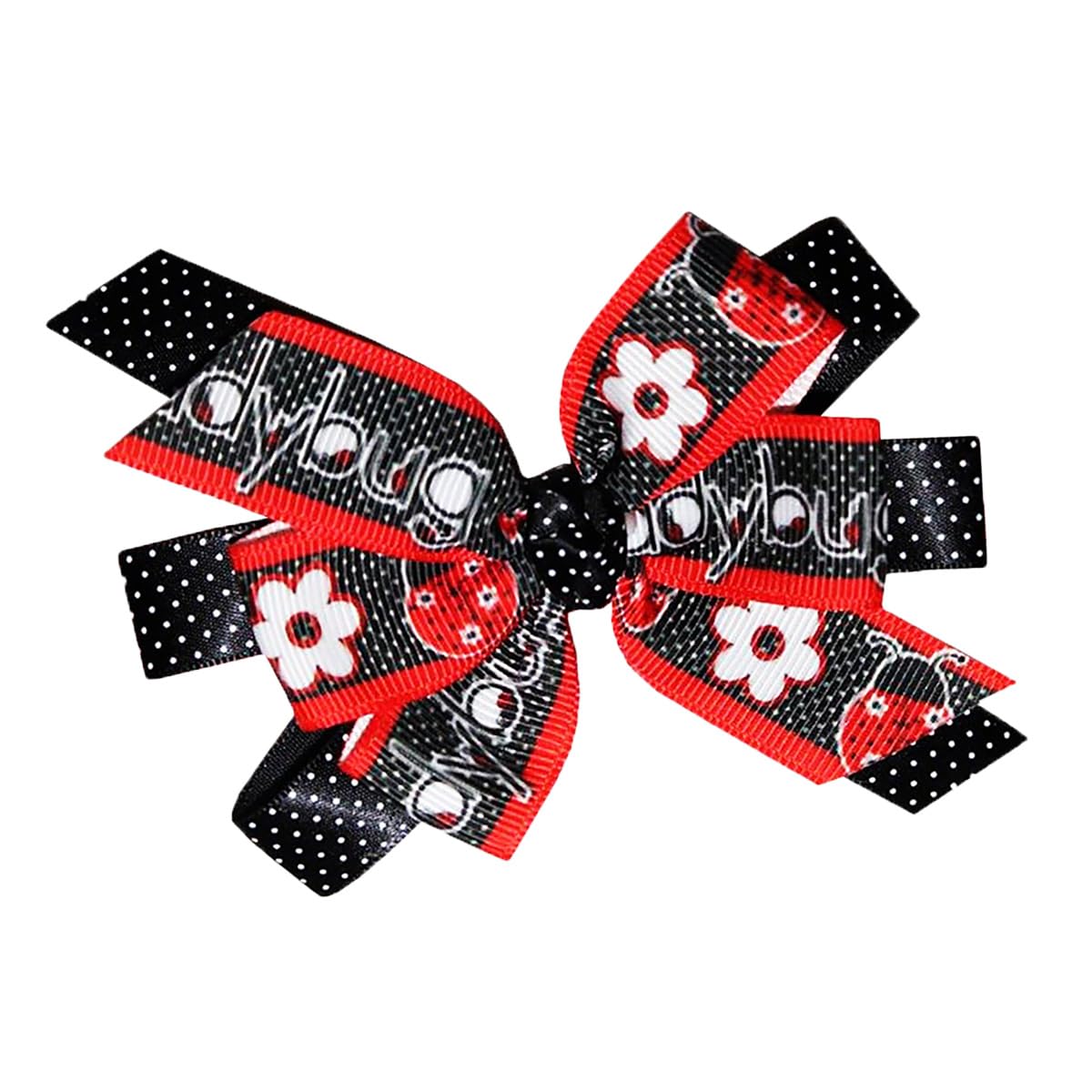 7/8 Inch Grosgrain Ribbon - Red & Black Dotted Ladybug Print for DIY Hair Bows, Crafts, Gift Wrapping (5 Yards) - Perfect for Baby Showers, Birthday Parties & Scrapbooking