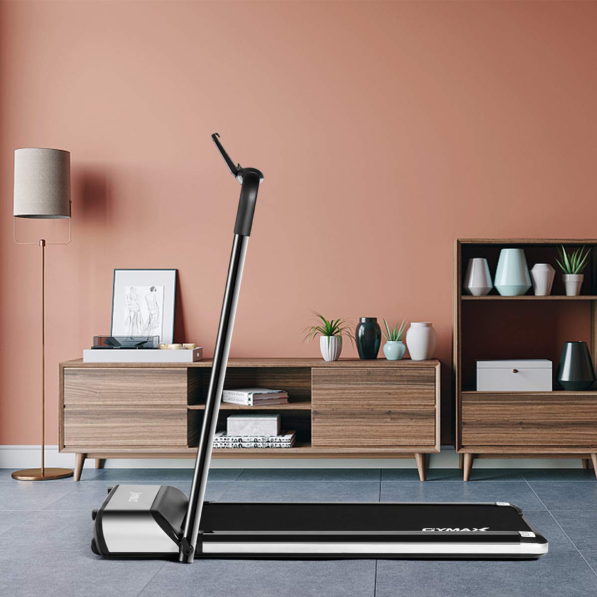 GYMAX Folding Treadmill for Home & Gym - Slim Foldable Running Machine with LED Display, Tablet Holder | Space-Saving Exercise Equipment for Walking & Jogging | Perfect for Small Apartments & Home Workouts