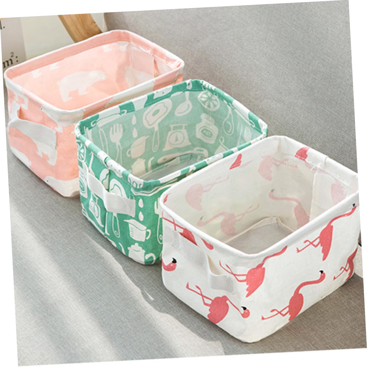 IMIKEYA Foldable Fabric Desk Organizer with Handle - Storage Bins for Snacks, Toiletries & Office Supplies | Perfect for Home, Office & Dorm Organization