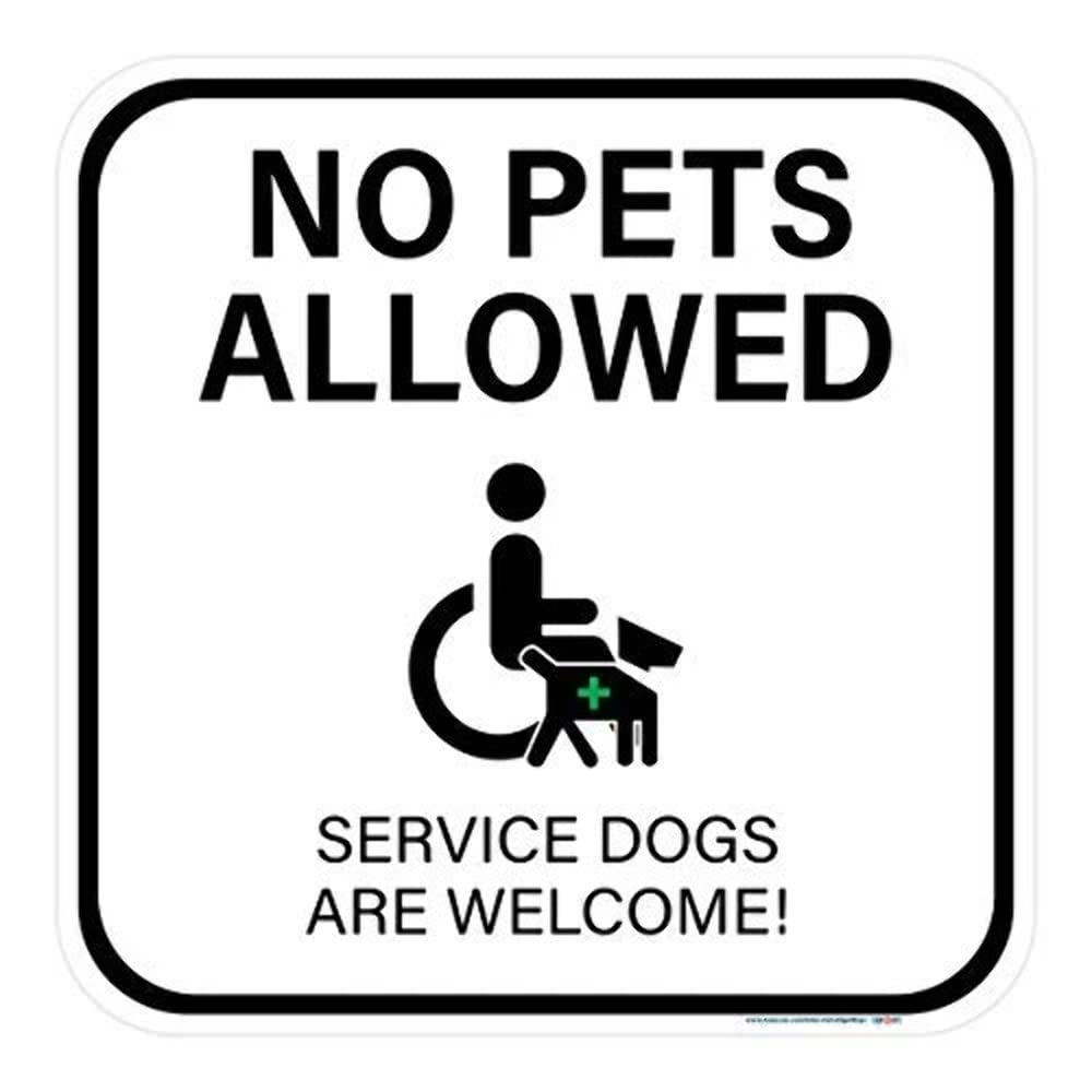 Reflective No Pets Allowed Sign - 12x12 Aluminum for Service Dogs - USA Made - Perfect for Business Entrances
