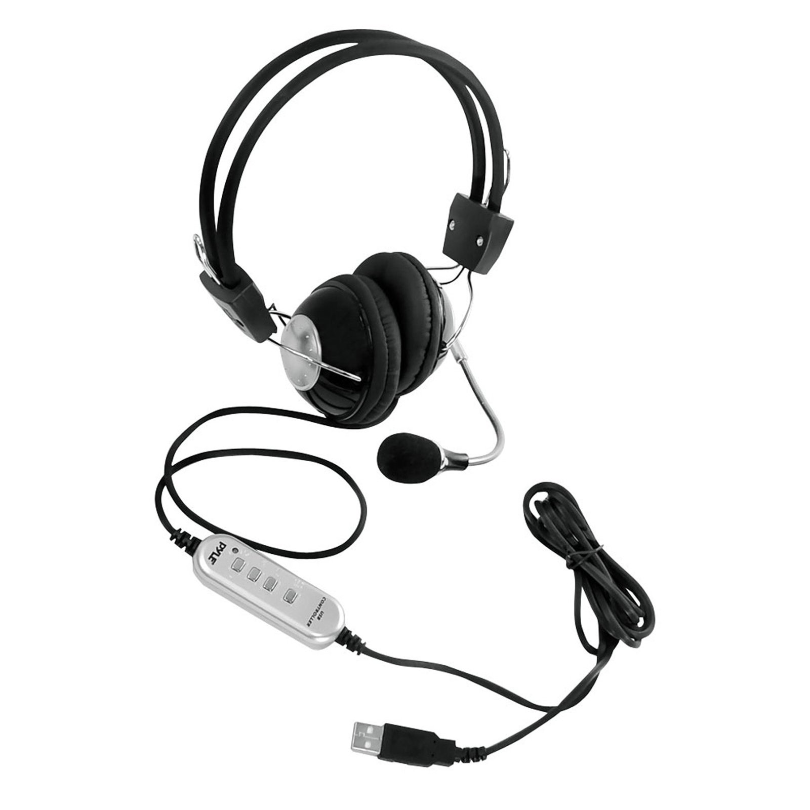 Pyle Home Multimedia Gaming USB Headset with Noise Cancelling Mic - Over Ear Wired Headphones, 3D 360° Stereo Surround Sound for PC, PS5, Xbox - Perfect for Gaming, Skype Calls & Call Center Work (Model PHPMCU10)