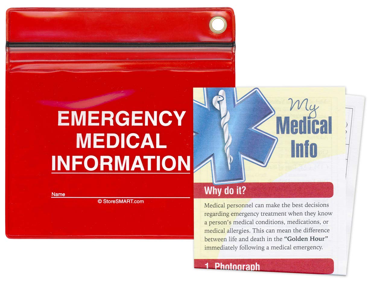 StoreSMART - 50-Pack Zipper Top Vial of Life & Pet Medical Records Holder - Emergency Travel & Sports First Aid Kit Accessory - Waterproof Document Organizer for Health Info, Allergies & Medications - Perfect for Hiking, Camping & Outdoor Adventures