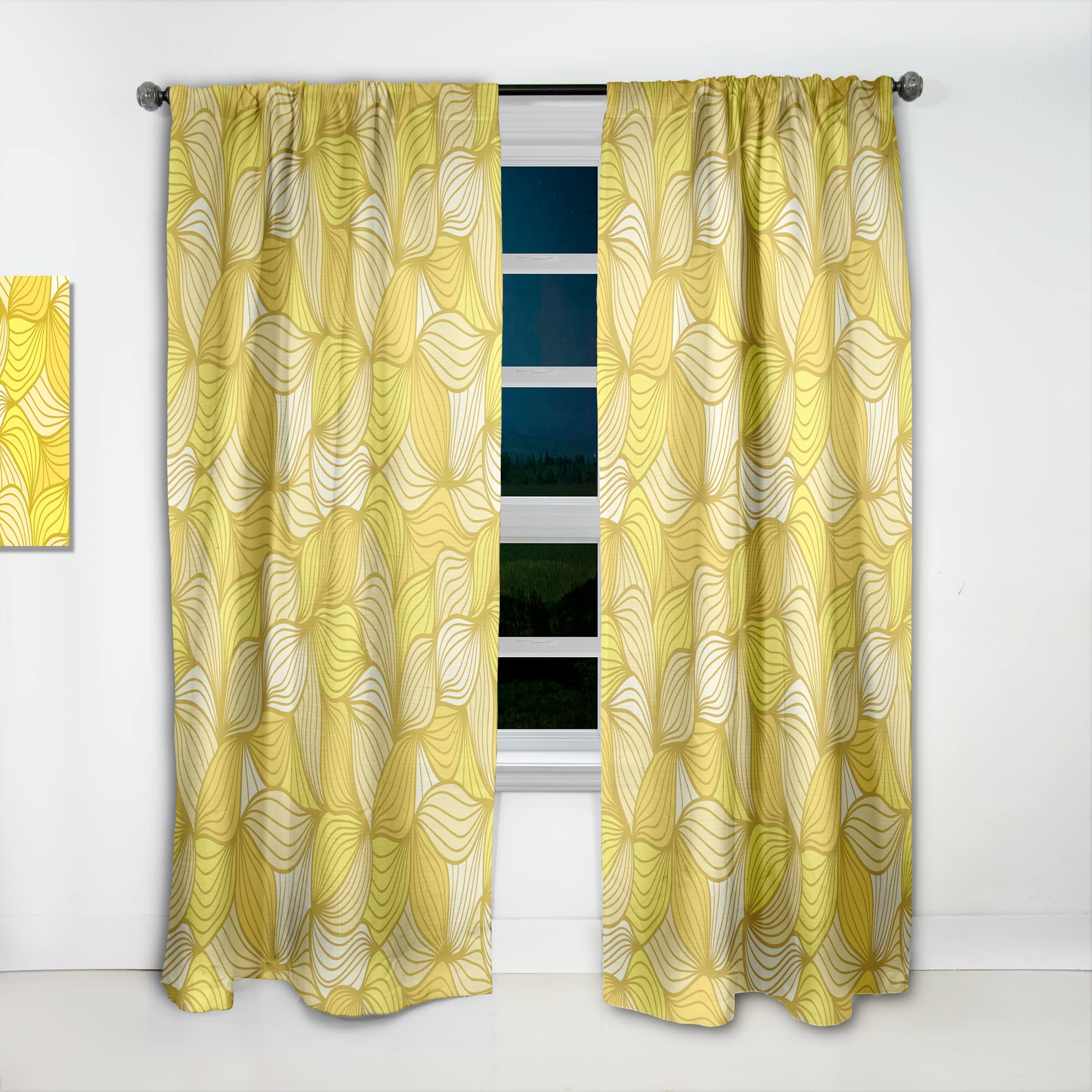 DesignQ Hand-Painted Wave Pattern Thermal Insulated Curtains - Single Panel 52x63 Inches for Bedroom & Living Room - Perfect for Home Decor, Noise Reduction & Light Blocking