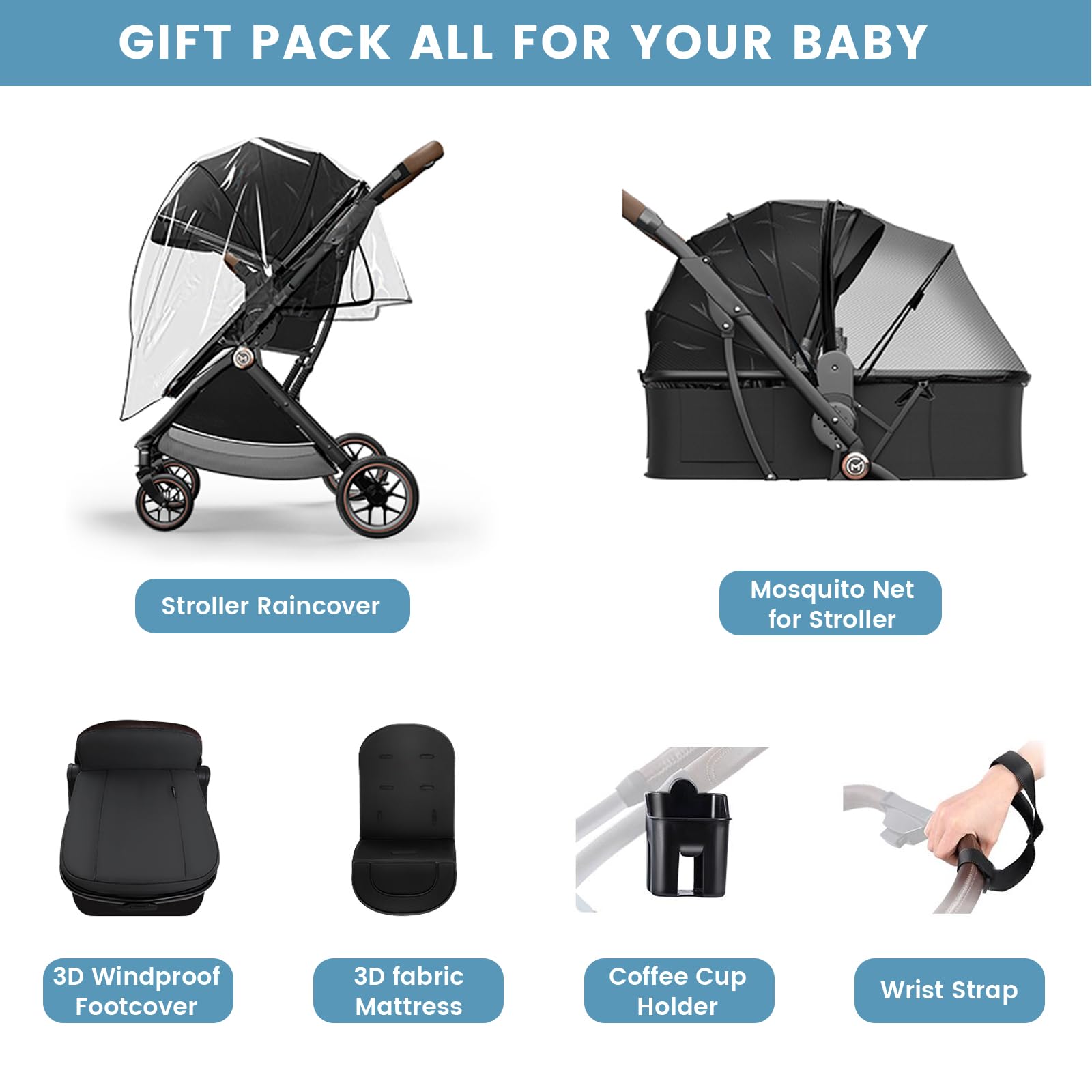 3-in-1 Convertible Baby Stroller with Bassinet | Portable Foldable Stroller for Newborns & Toddlers | One-Hand Fold, Reversible Seat & Extra Storage | Perfect for Travel, Shopping & Daily Walks
