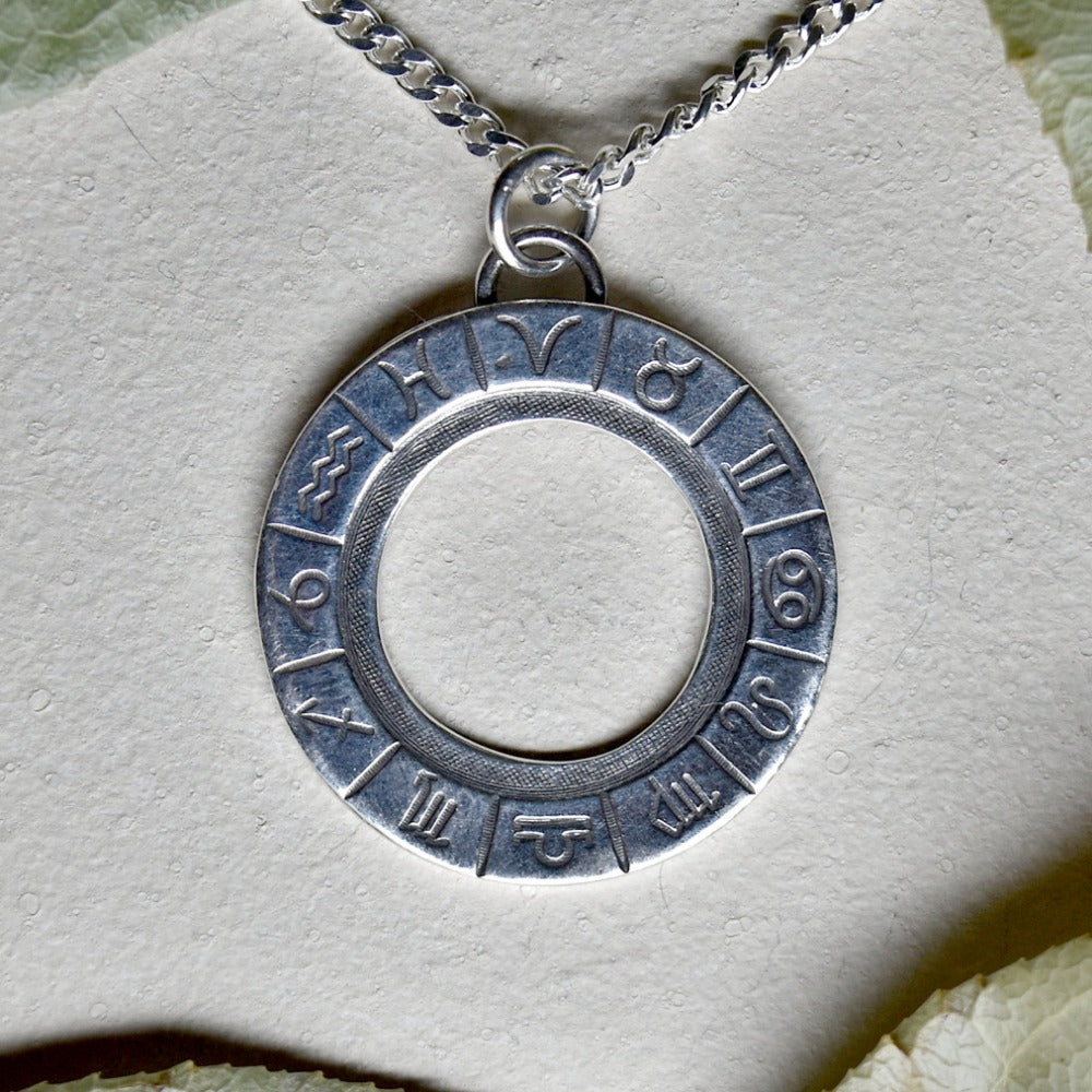 Zodiac Cycle Sterling Silver Necklace - Elegant Die-Struck Pendant for Women, Perfect for Birthdays, Anniversaries & Everyday Wear