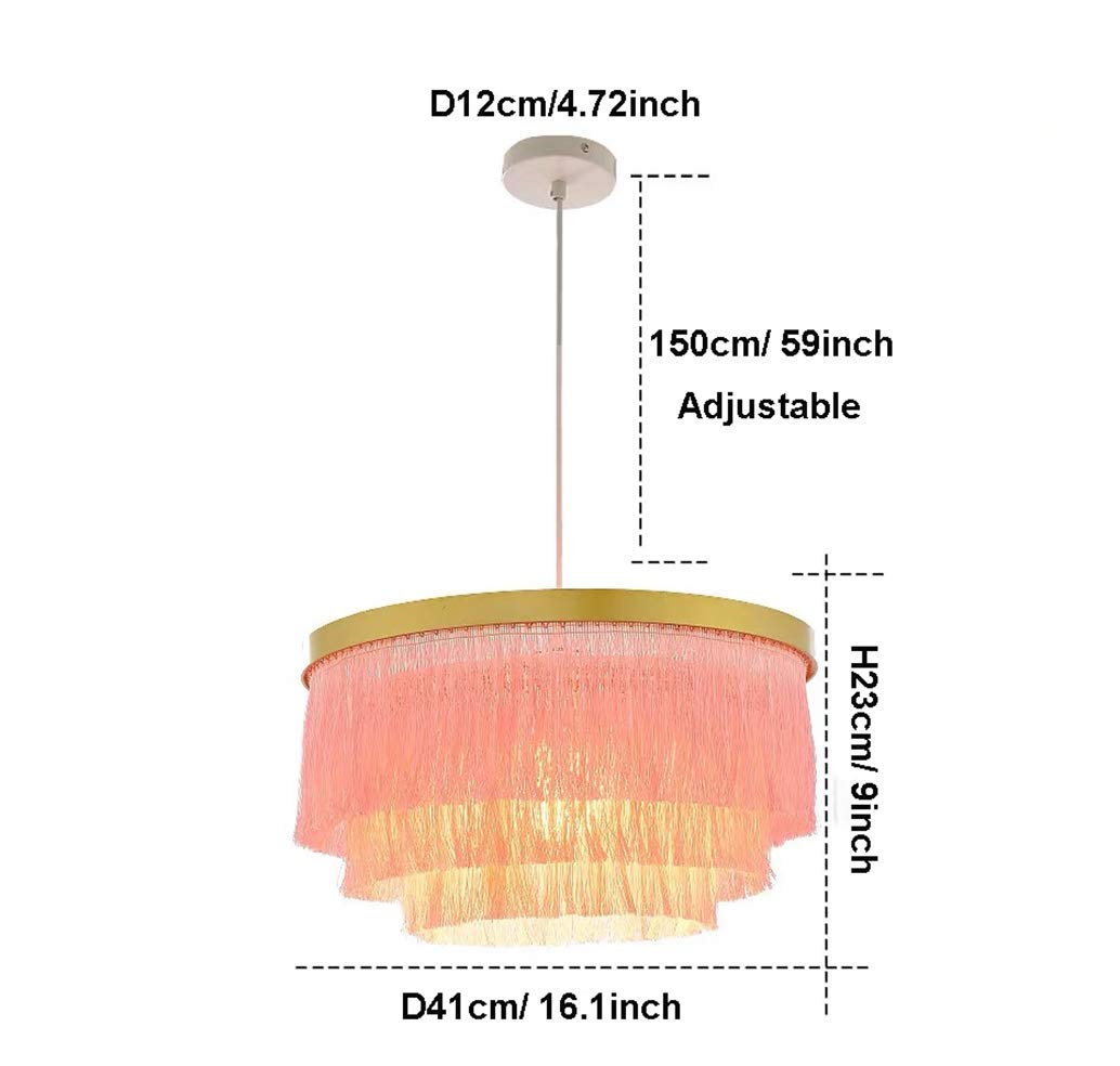 Elegant 3-Tier Pink Tassel Chandelier - Modern Ceiling Light Fixture for Dining Room, Bedroom & Living Room Decor | Romantic Pendant Lighting for Home Interior Design