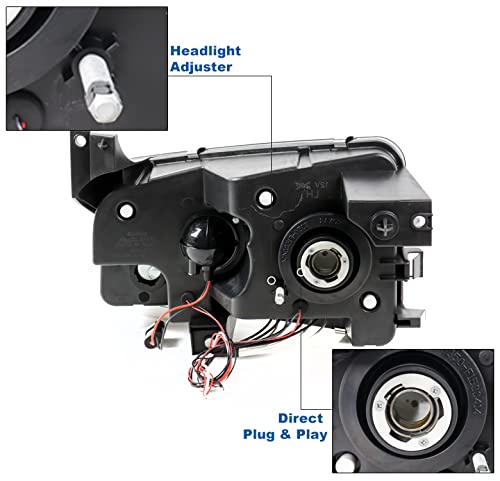 LED Halo Projector Headlights - Black/Smoke - Compatible with 2006-2010 Dodge Charger | High-Performance Car Lighting for Night Driving & Custom Styling