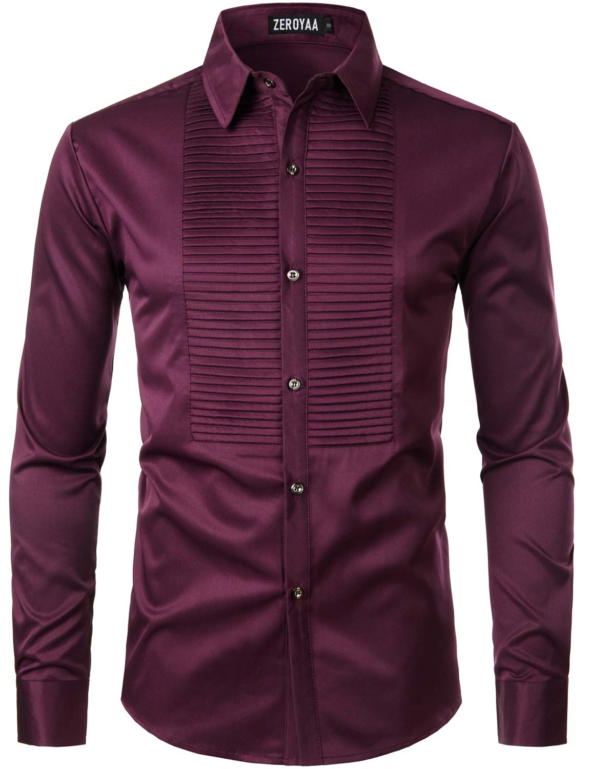 ZEROYAA Men's Slim Fit Long Sleeve Tuxedo Dress Shirts - Formal Prom & Performance Shirts for Weddings, Parties & Special Occasions