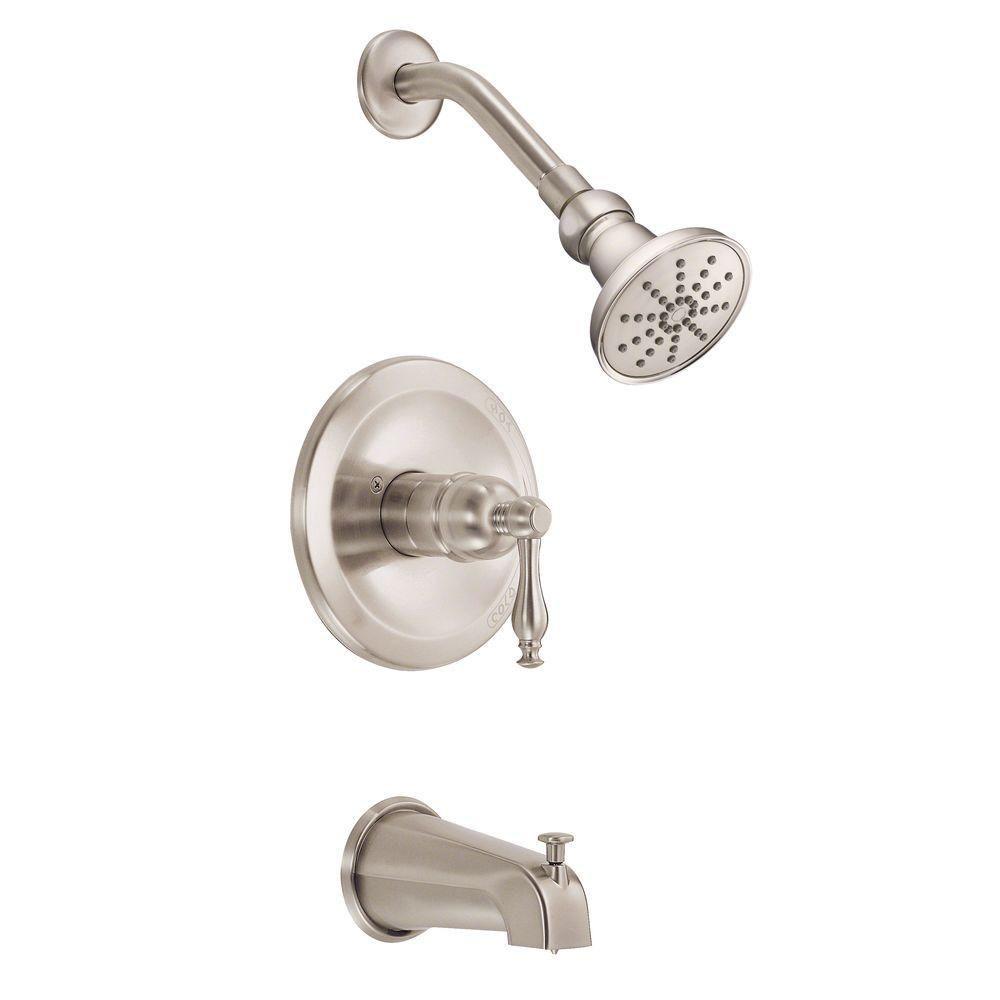 Danze Sheridan 1-Handle Pressure Balance Tub and Shower Faucet Trim Kit in Brushed Nickel - Bathroom Fixture for Modern Homes (Valve Not Included) 634478 - Perfect for Spa-Like Showers and Relaxing Baths