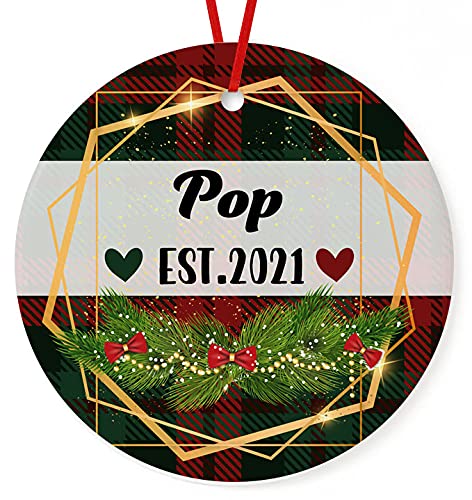 Prezzy Pop Est 2022 Christmas Ornament - 3 Inch White Ceramic Circle Holiday Decorations for Tree, Gift & Home Decoration | Perfect for Xmas Party, Winter Decor & Festive Gifting