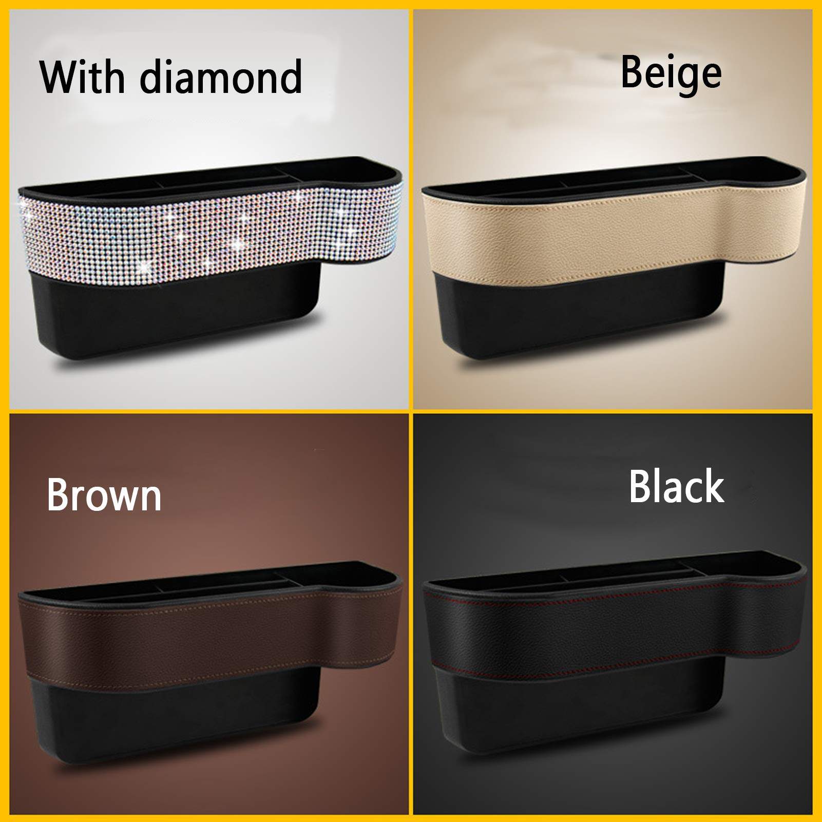 2 Pack Car Seat Gap Organizer - Side Storage Box with Cup Holder for Phones, Keys, Cards, Wallets & Sunglasses | Black | Perfect for Road Trips, Commuting & Family Travel