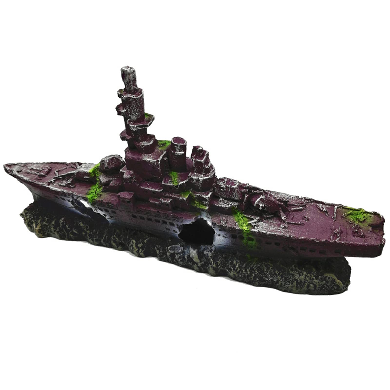 Haokaini Resin Battleship Aquarium Decor - Sunken Pirate Ship Wreck Ornament for Fish Tank, Large Underwater Boat Landscape Decoration for Home & Office - Perfect for Saltwater & Freshwater Aquariums, Fish Hideouts & Themed Tank Designs