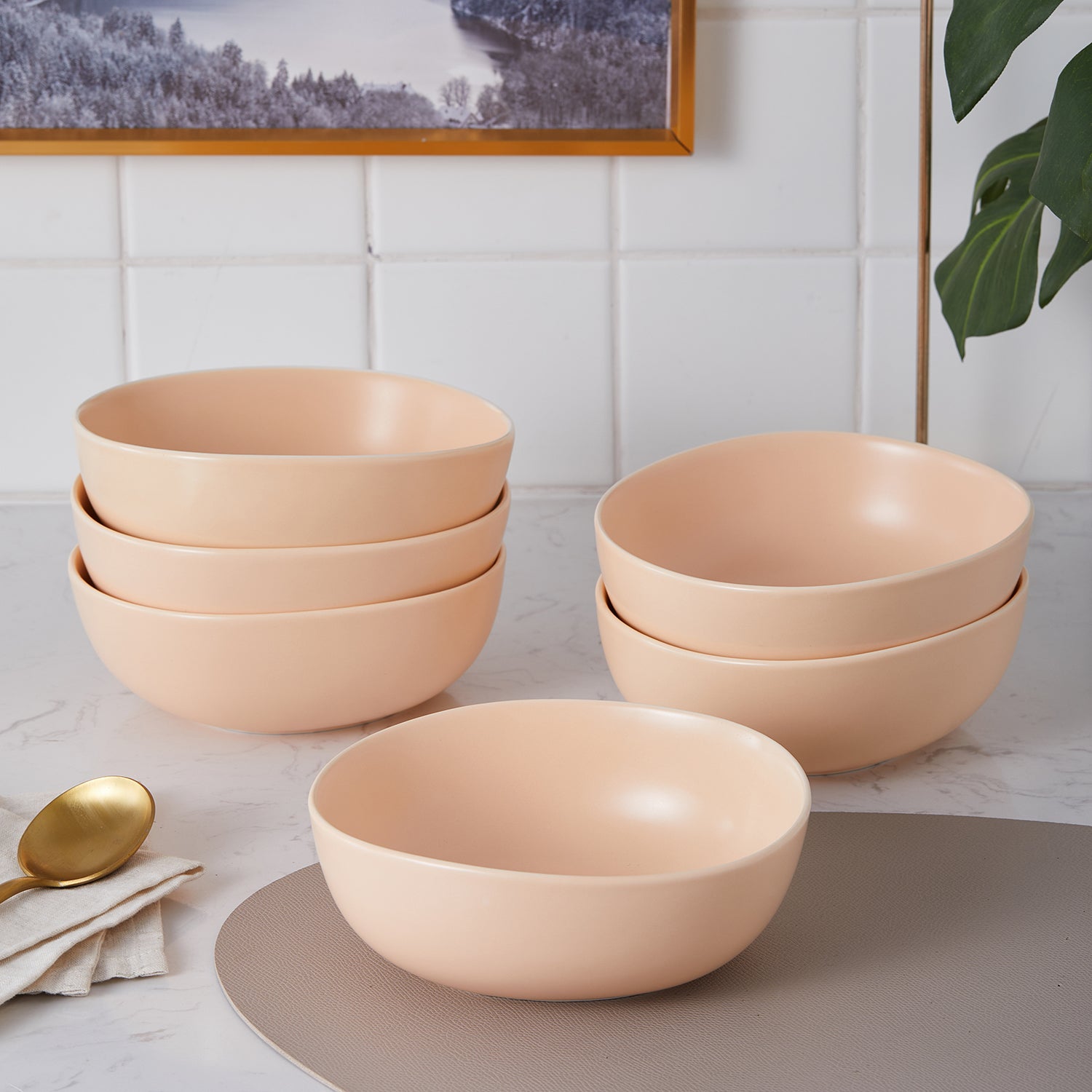 Delilah Porcelain Bowl Set - 6-Piece Dinnerware Set for Soup, Salad & Dessert | Elegant & Durable for Everyday Use & Entertaining