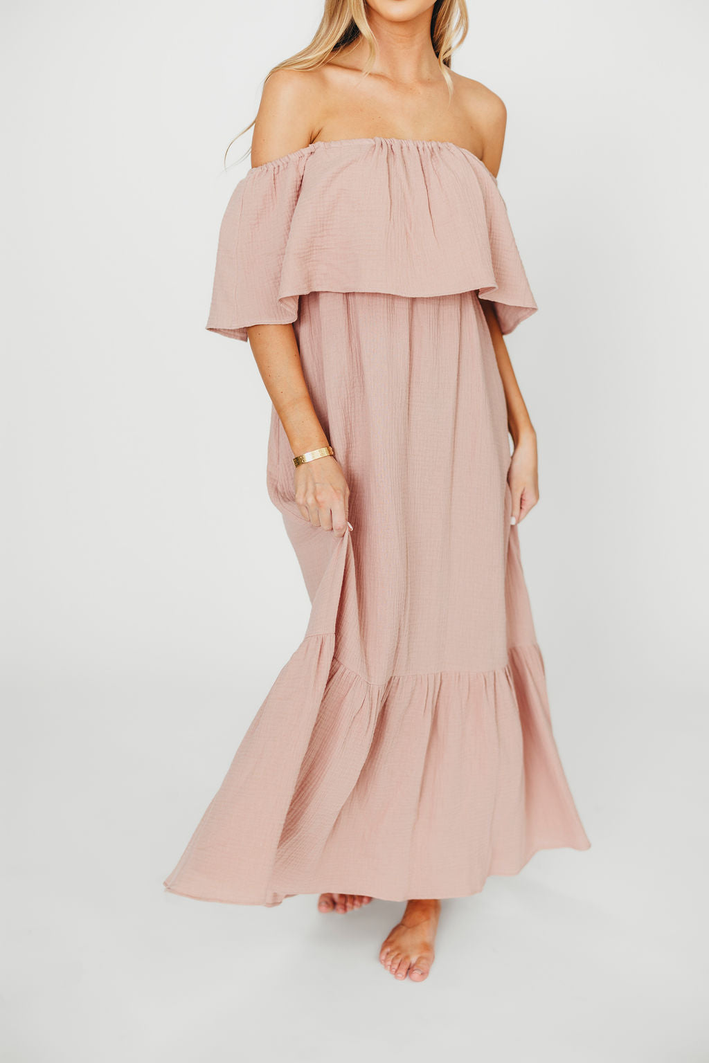 Josie 100% Cotton Maxi Dress in Rose - Bump & Nursing Friendly Maternity Dress for Pregnancy & Breastfeeding | Perfect for Casual Wear, Baby Showers & Nursing Outings