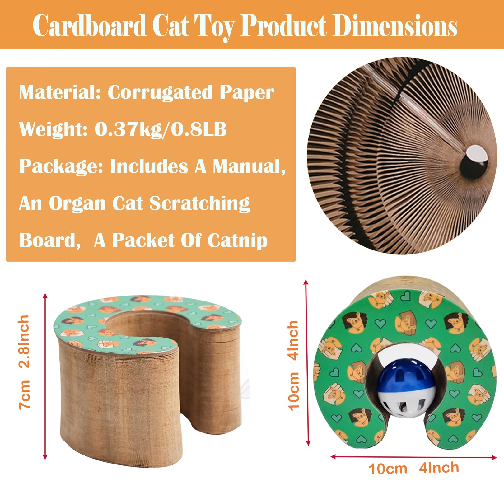 Magic Organ Cat Scratching Board - 2 Pack Interactive Cat Toy with Bell, Kitten Scratcher & Exercise Post for Indoor Cats - Perfect for Playtime, Training & Stress Relief