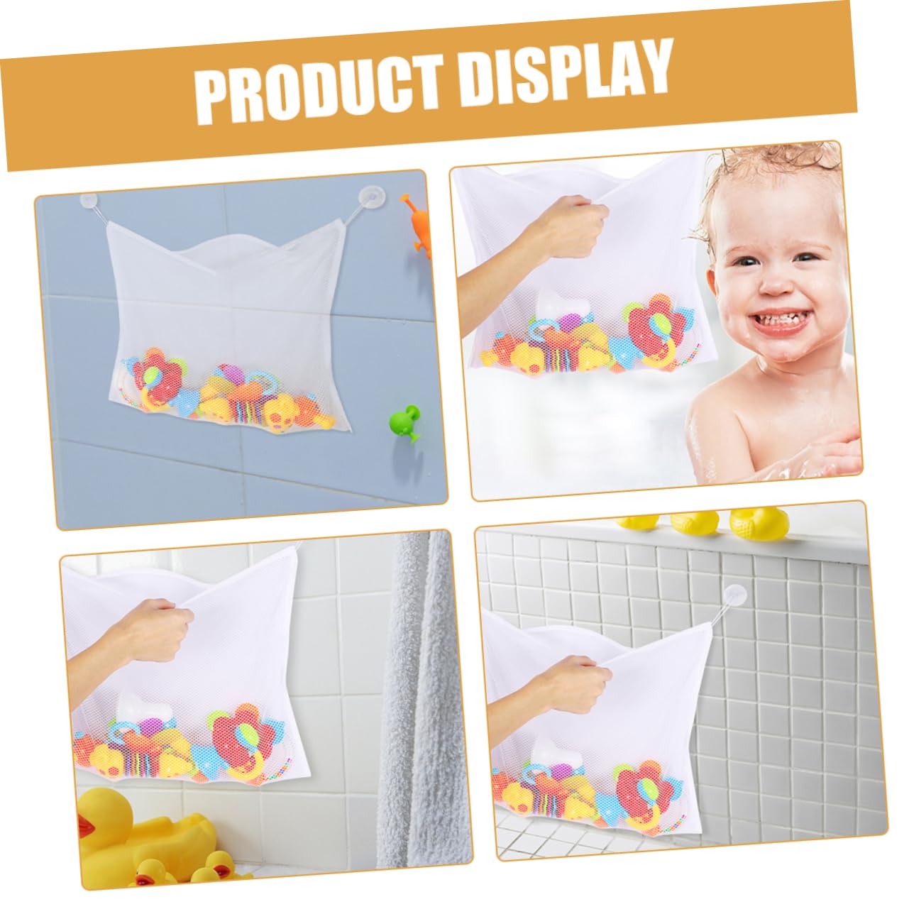 NAMOARLY Toddler Bath Toys & Hanging Mesh Organizer - Waterproof Bathroom Toy Storage Bag for Baby Bath Time Fun | Perfect for Bathtub, Pool & Beach Play
