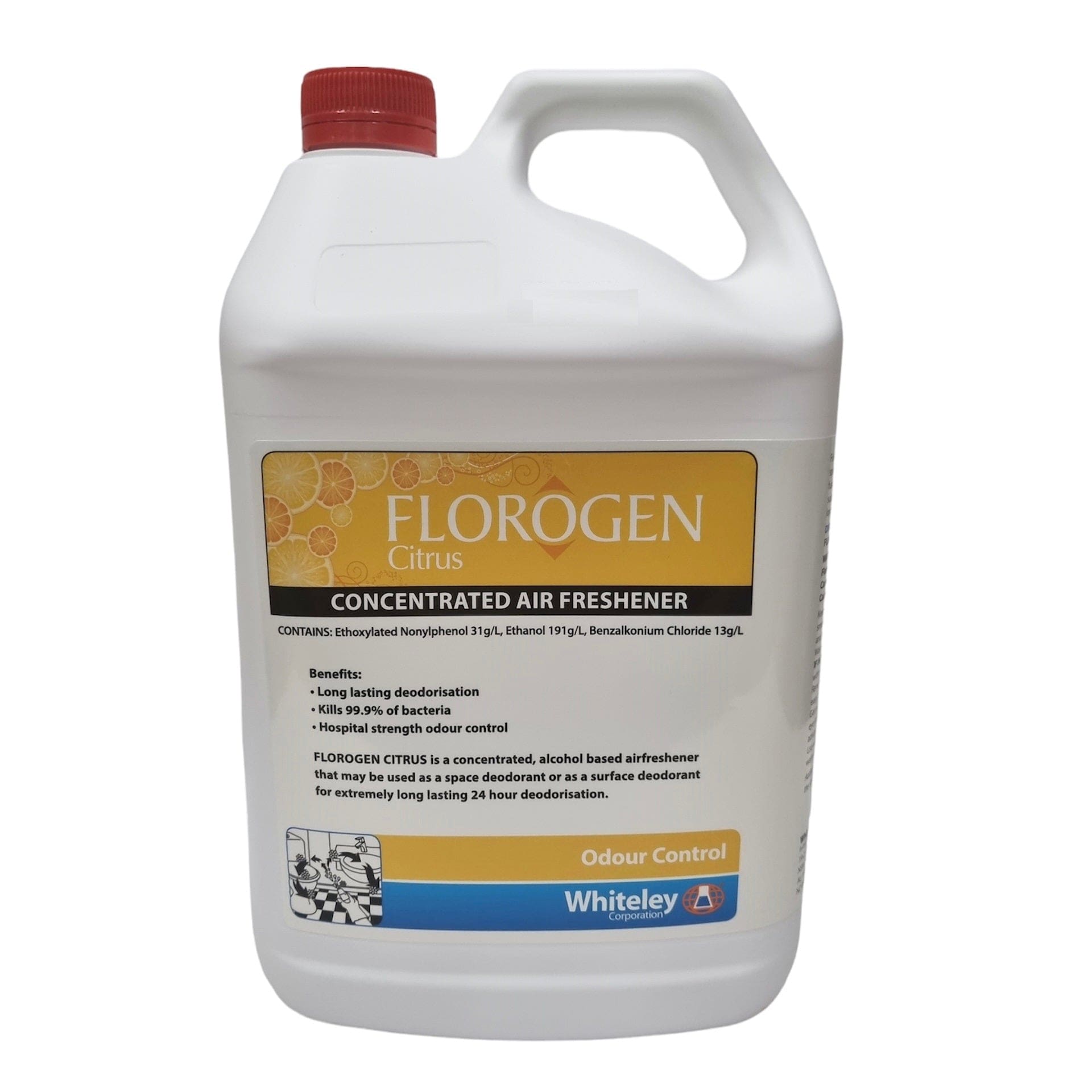 Whiteley Florogen Citrus Concentrated Air Freshener - Long-Lasting Home & Car Odor Eliminator - Perfect for Bathrooms, Kitchens, and Offices