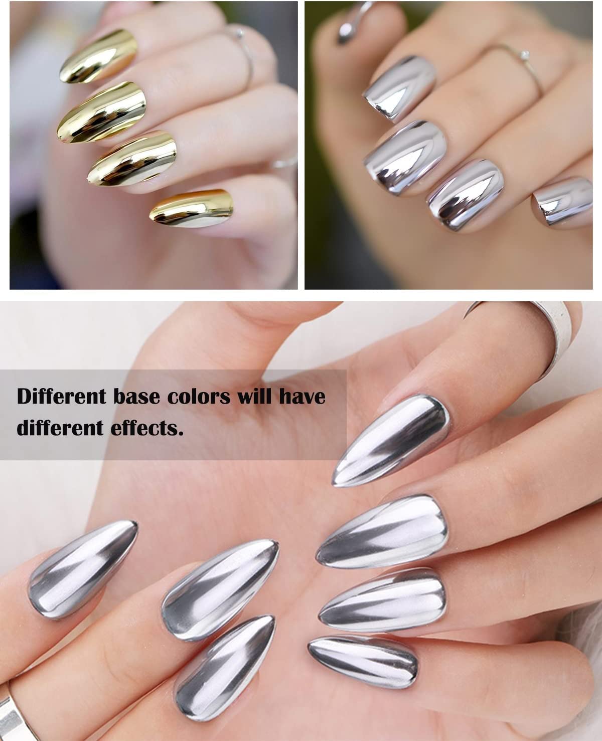 NAILWIND Chrome Nail Powder Set - 3D Holographic Mirror Effect Nail Art Pigments (2-Piece Gold & Silver) for Professional Salon & DIY Manicure at Home